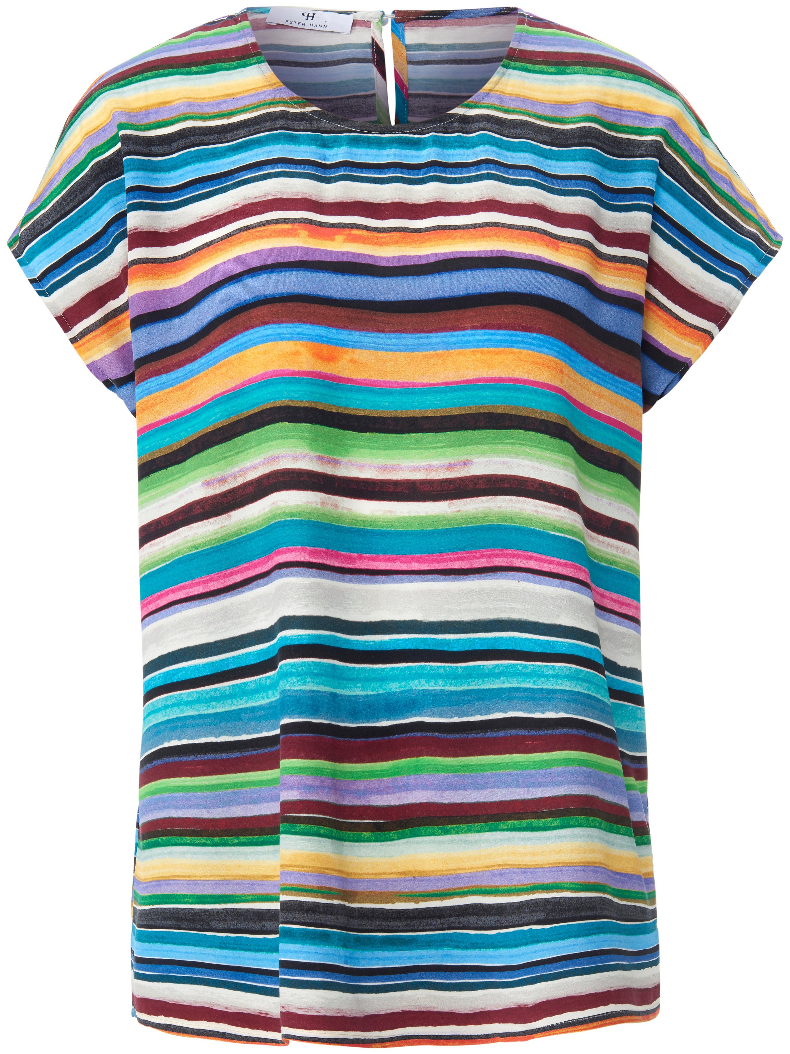 Shirt aangeknipte mouwen en streepprint Van Peter Hahn multicolour