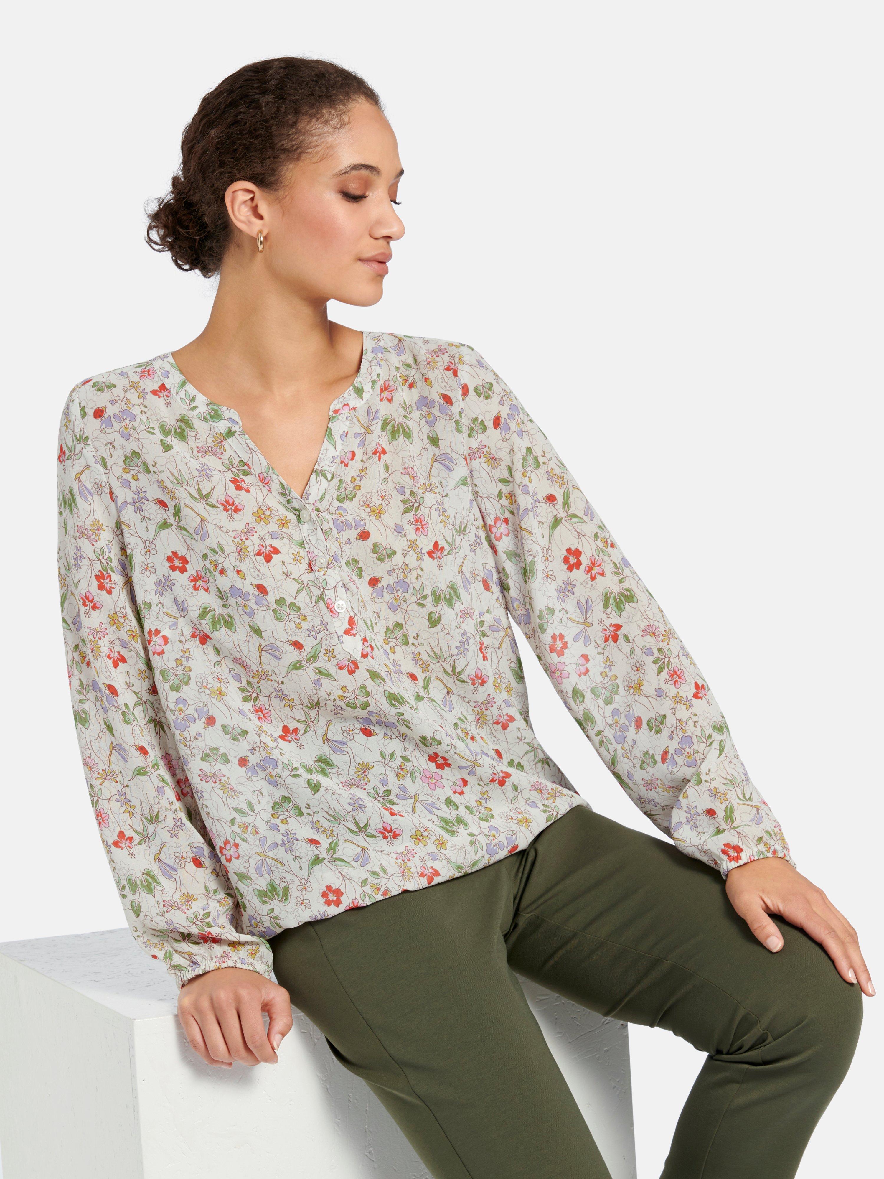 Peter Hahn - Blouse met lange mouwen en bloemetjesdessin