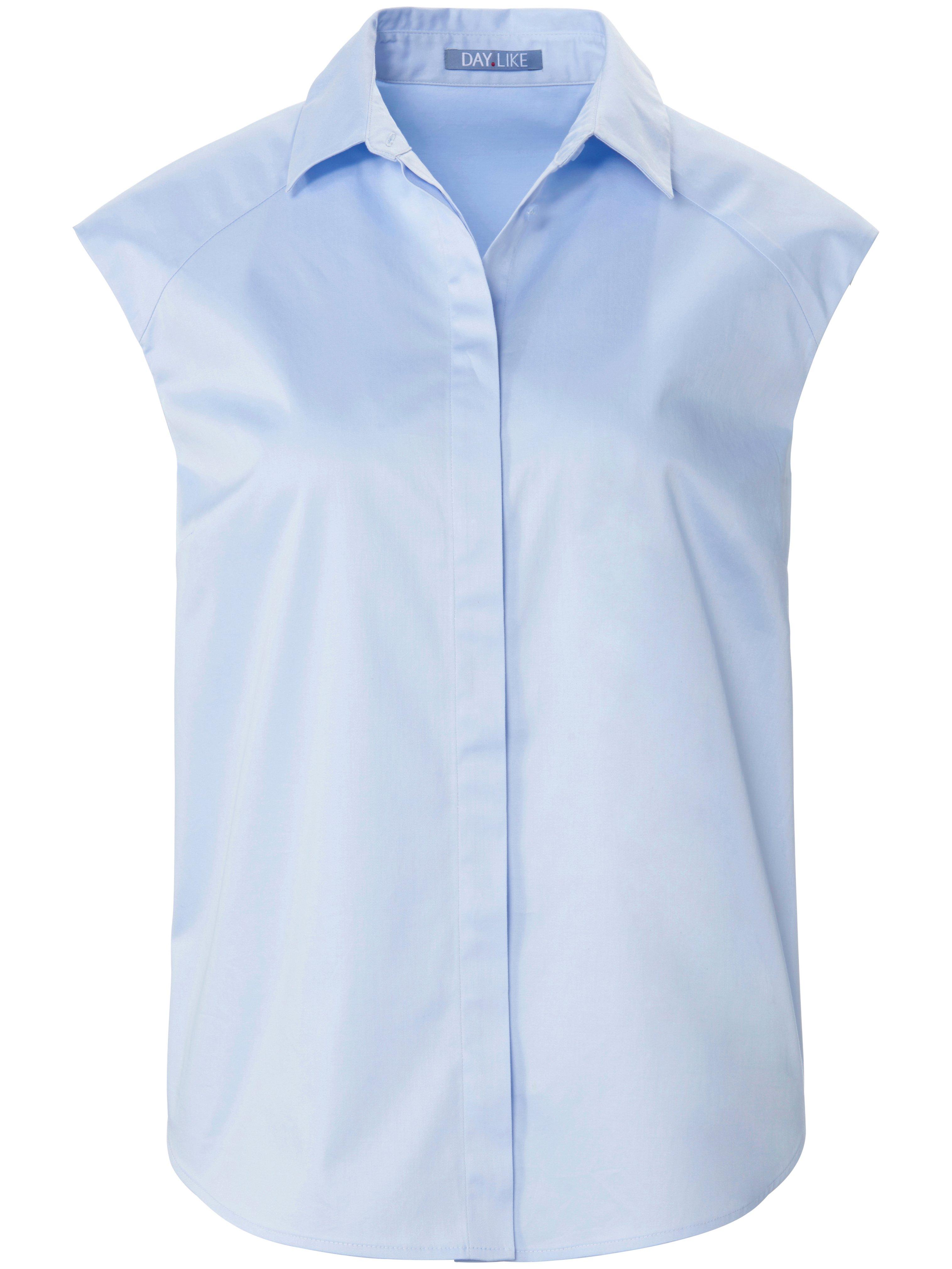 Mouwloze blouse overhemdkraag Van DAY.LIKE blauw
