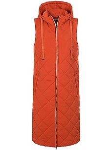 long quilted gilet hood day.like orange
