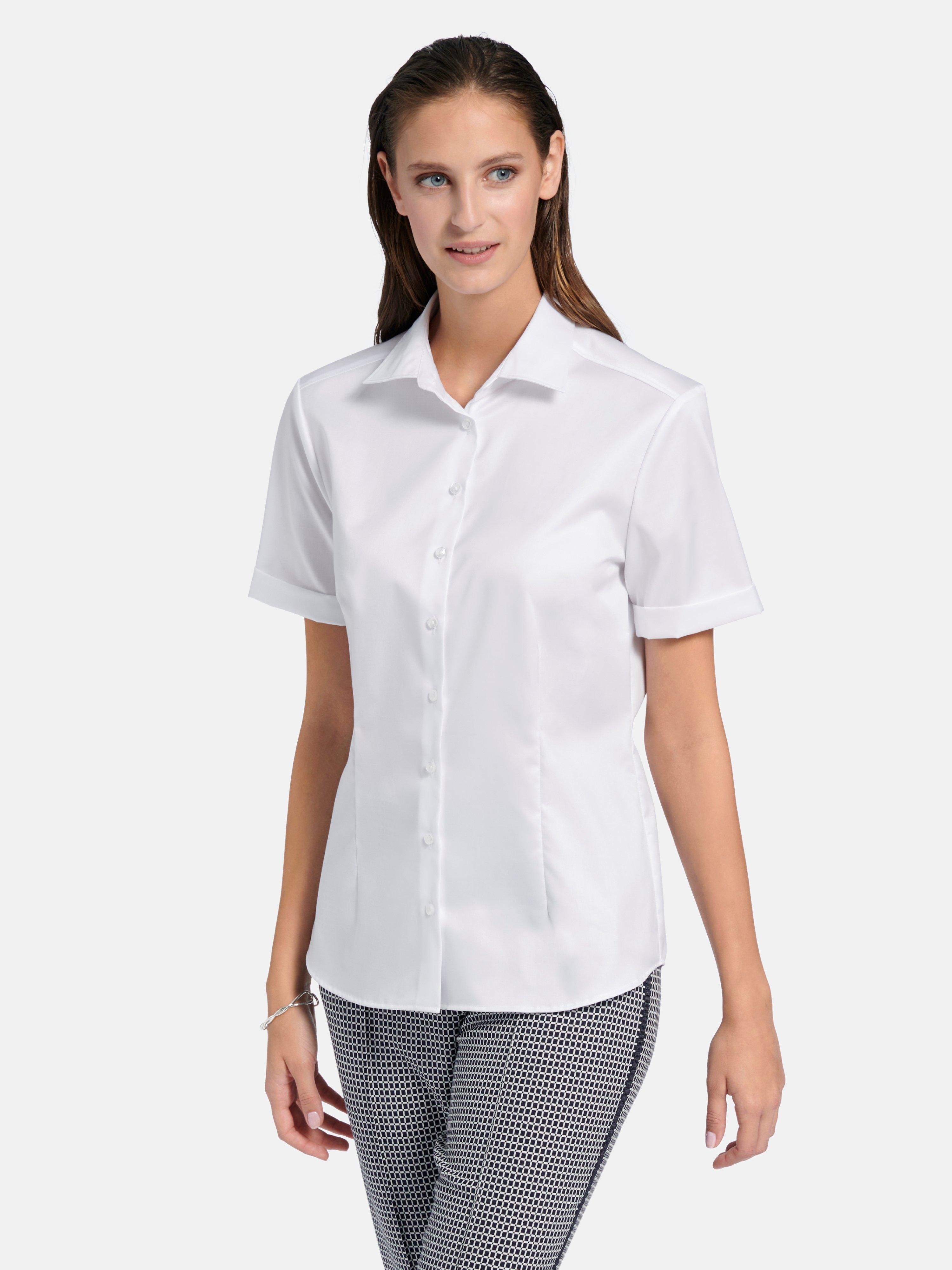 Witte dames blouse met korte mouw hot sale