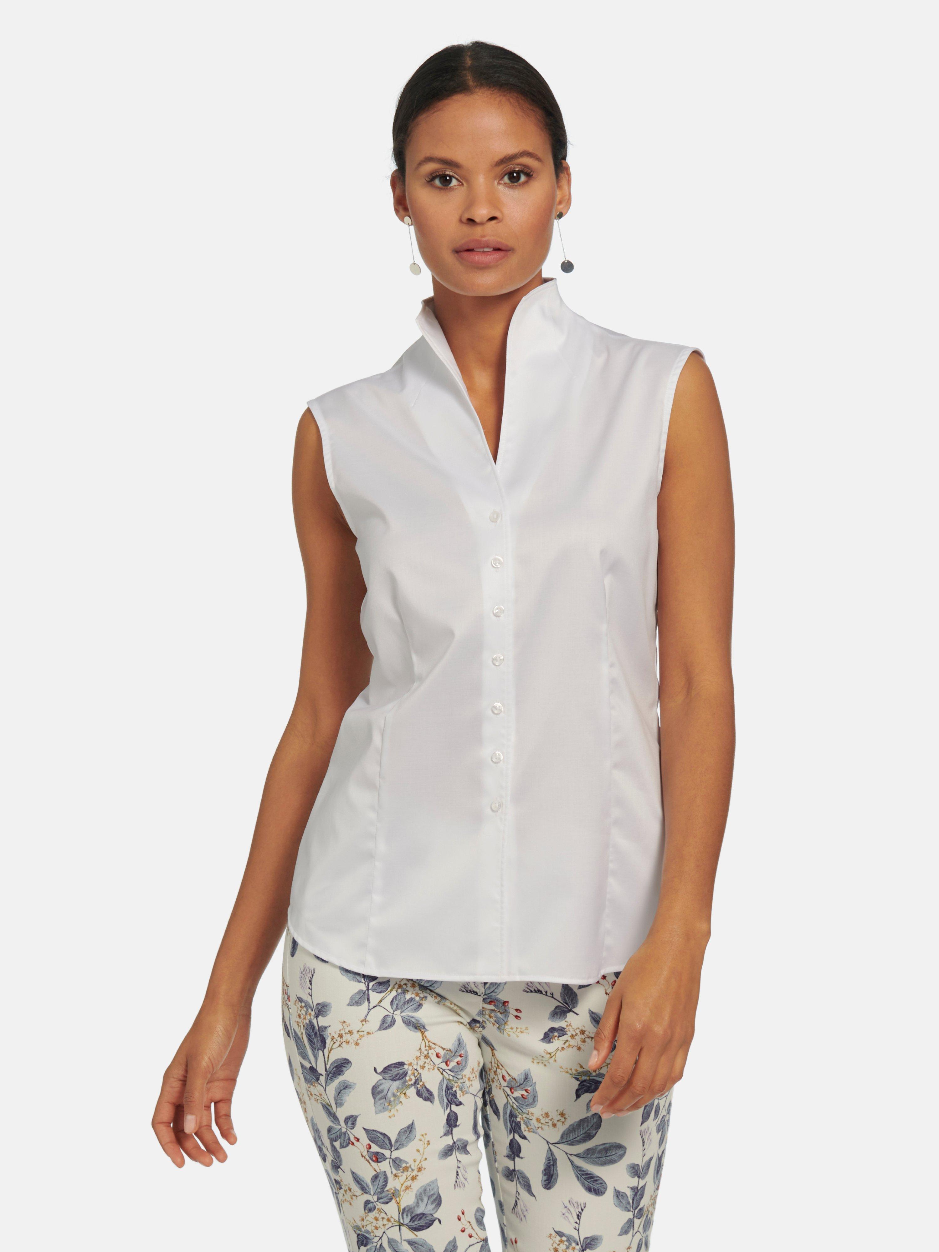 Eterna Mouwloze blouse 100% katoen - wit