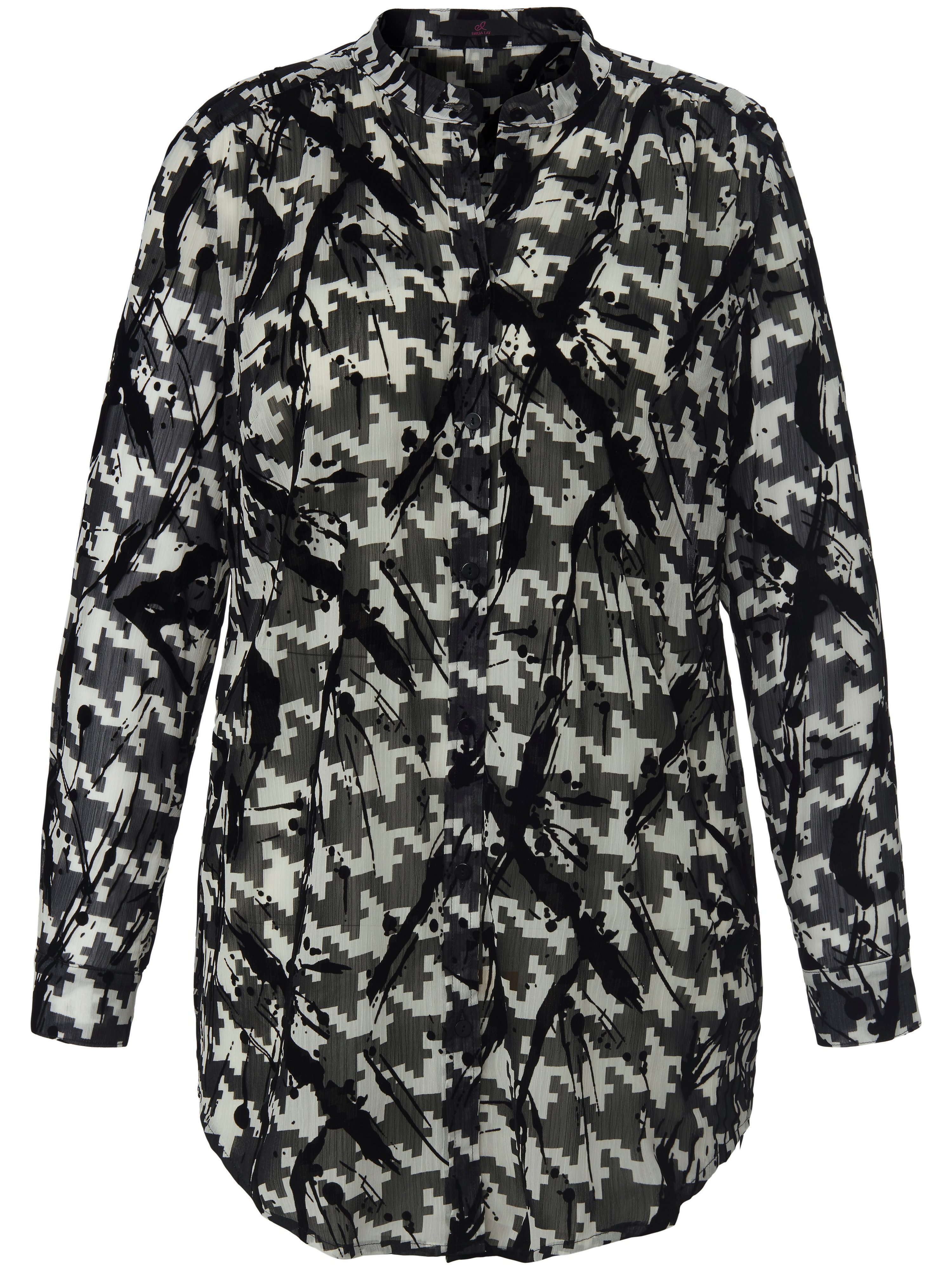 Lange blouse 100% polyester Van Emilia Lay zwart