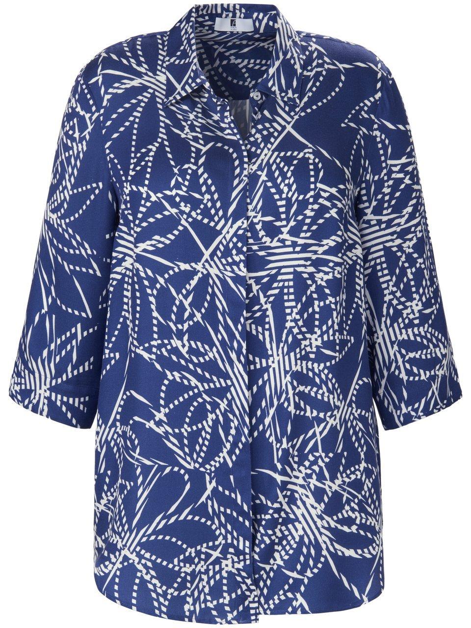 Blouse 3/4-mouwen en bloemmotieven Van Anna Aura blauw