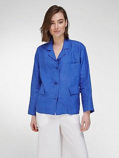 Mode Blouses Linnen blouses Guy Rover Linnen blouse blauw gestippeld casual uitstraling 