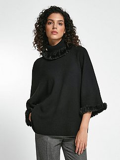 Canda Poncho zwart casual uitstraling Mode Sweaters Poncho’s 
