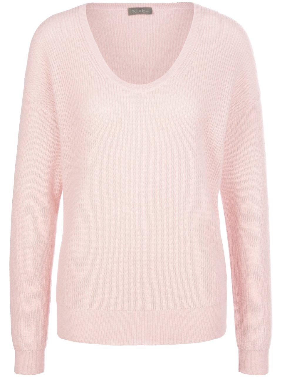 Thumbnail - include - Rundhals-Pullover aus Seide und Kaschmir, orange, Gr. 44 / L - Seide