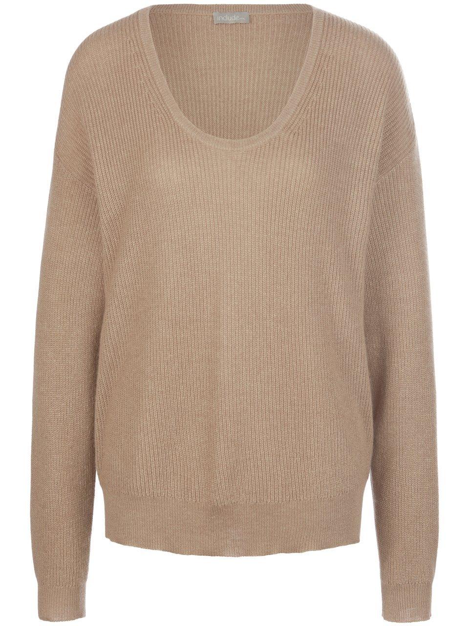 Thumbnail - include - Rundhals-Pullover aus Seide und Kaschmir, beige, Gr. 46 / L - Seide