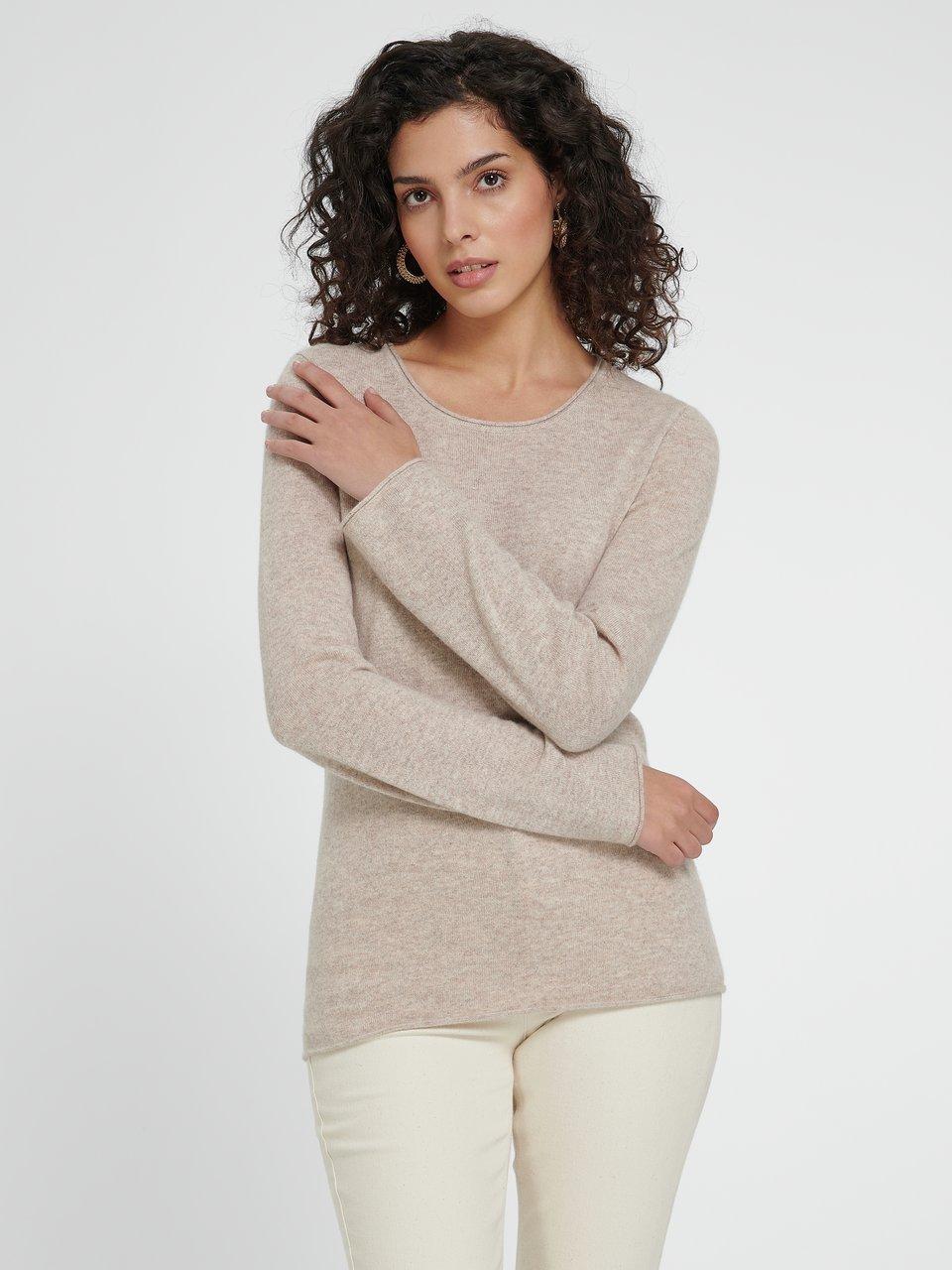 Cashmere Rundhalpullover hellbraun