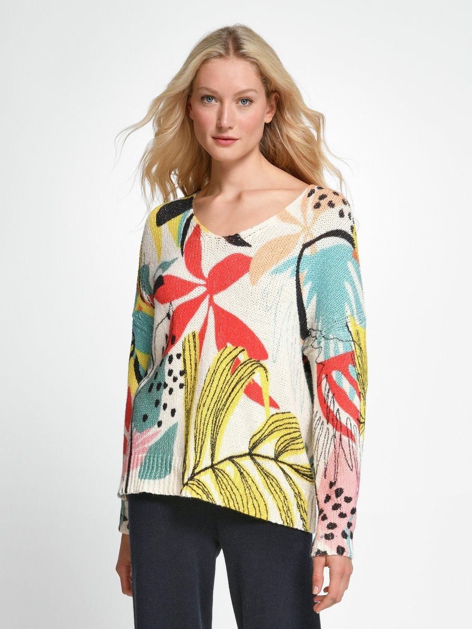include - Strikbluse med V-hals i 100% bomuld