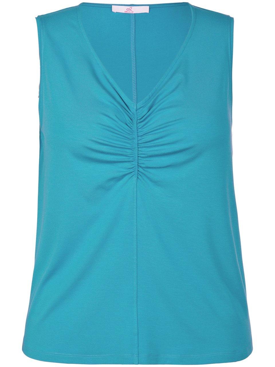 Top opneemdetails Van Emilia Lay turquoise