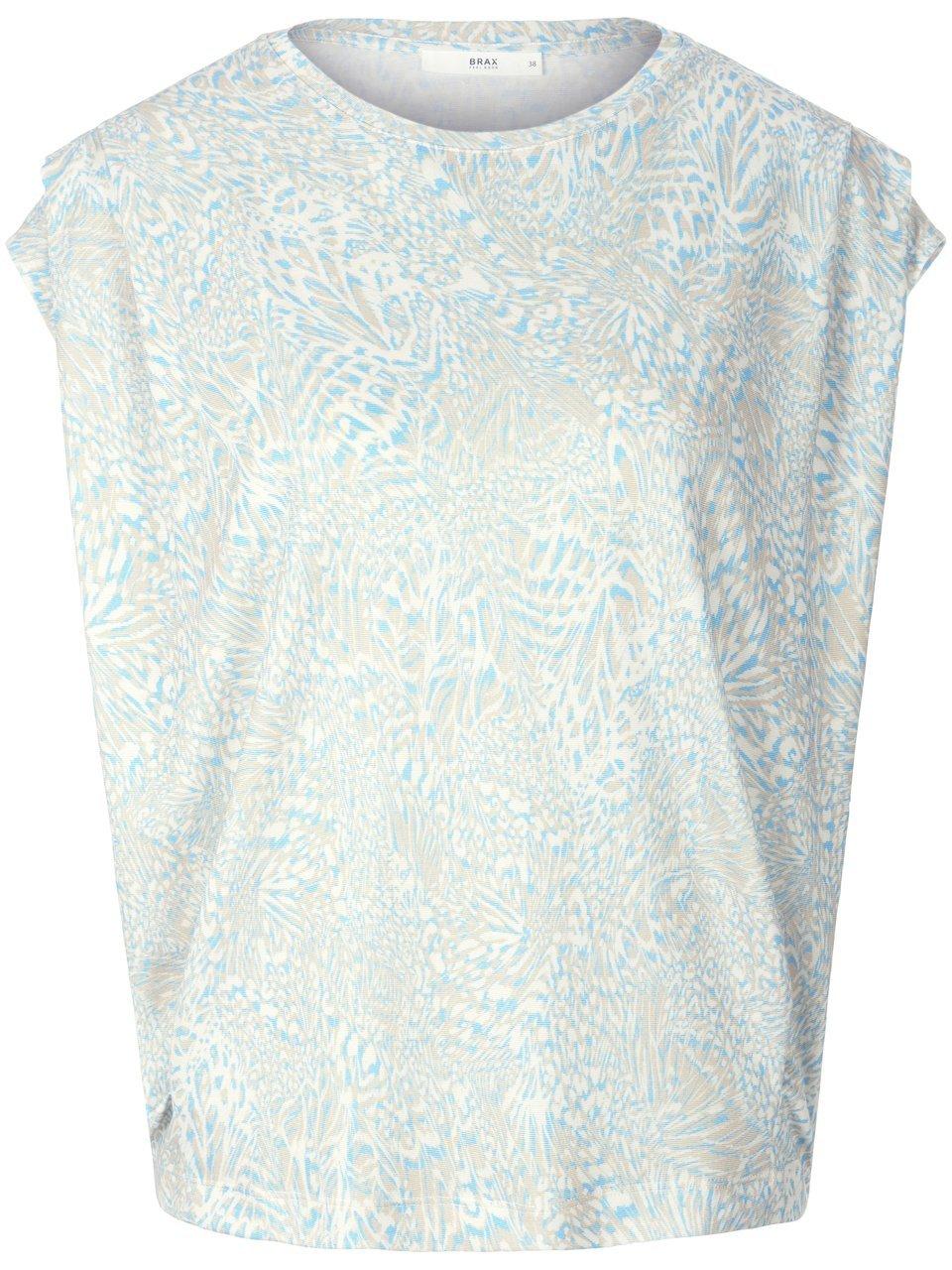 Shirt ronde hals en hologramprint Van Brax Feel Good blauw