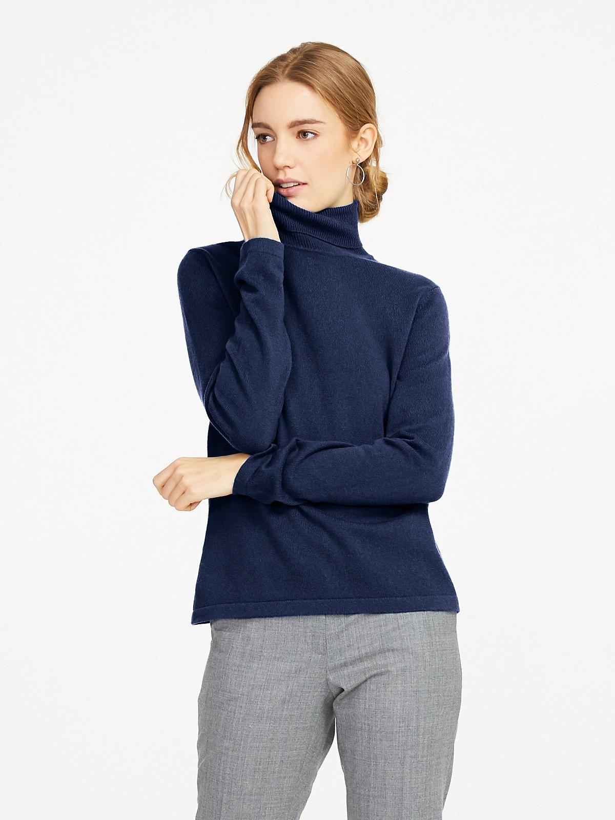 Peter Hahn Cashmere Rollkragen Pullover Aus 100 Premium Kaschmir Blau