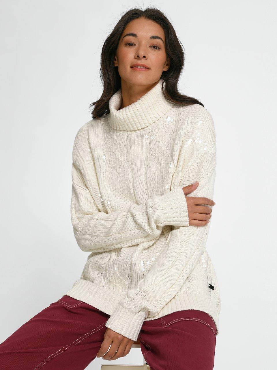 white roll neck knit jumper