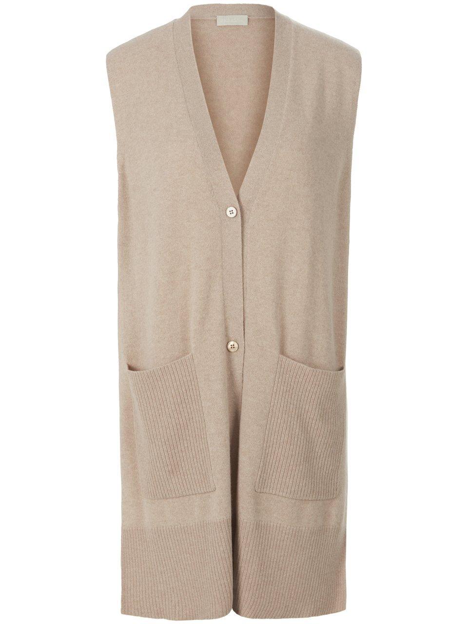 Lang mouwloos vest V-hals Van include beige