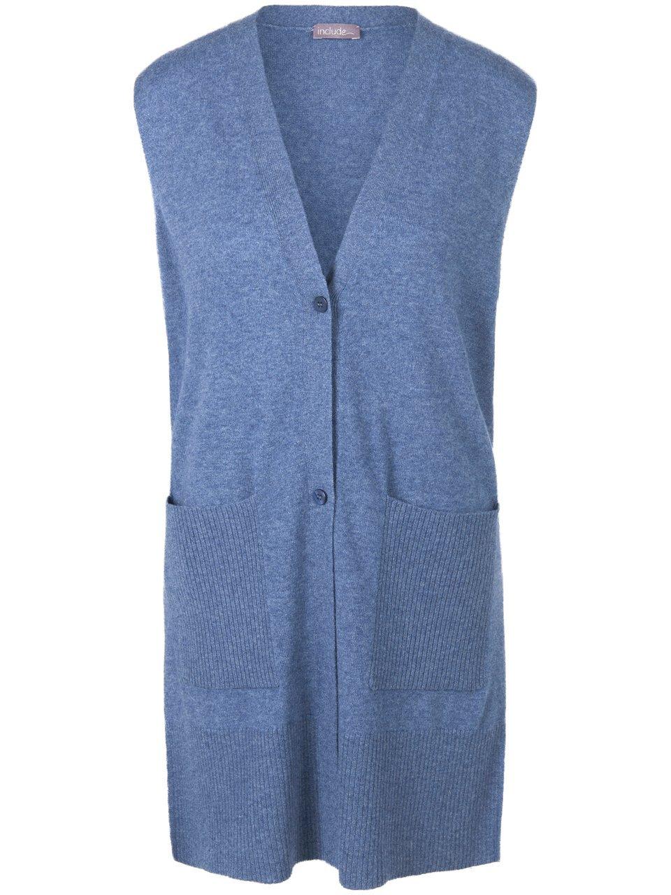 Lang mouwloos vest V-hals Van include blauw