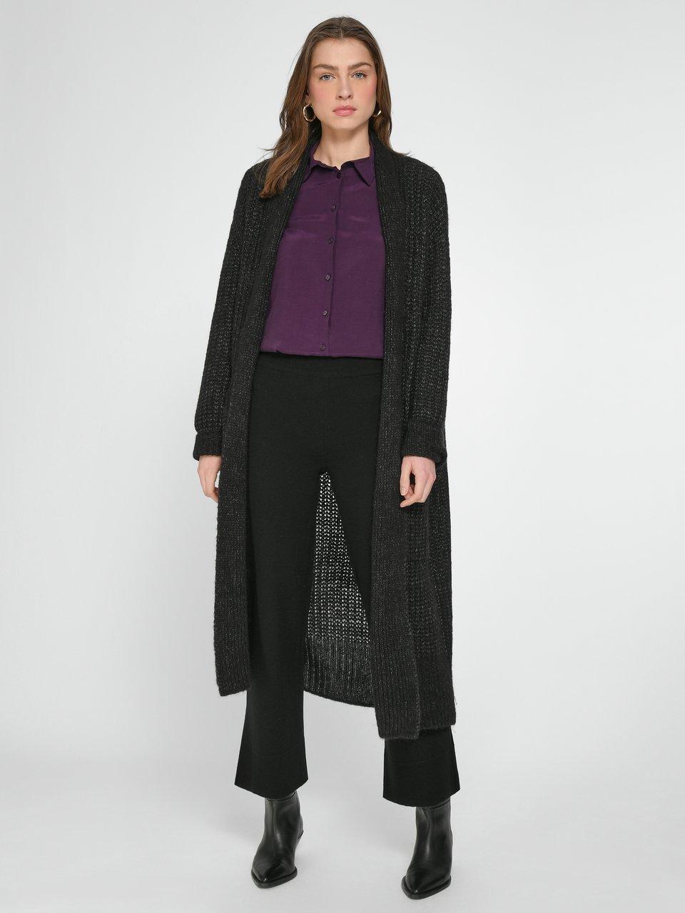 tRUE STANDARD - Knitted coat in alpaca and wool mix - black-mélange