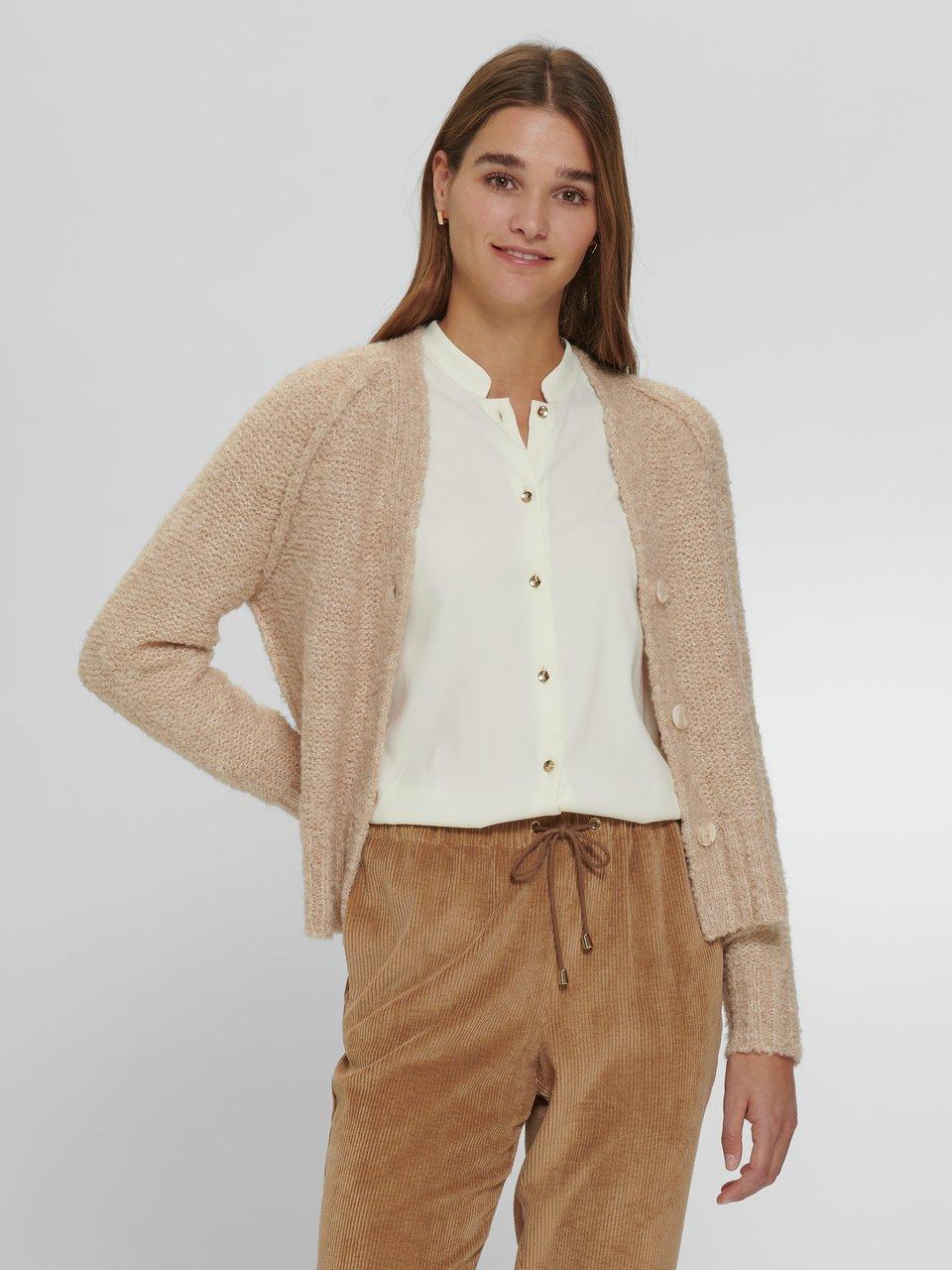 Gilet en maille à gros boutons et col v beige