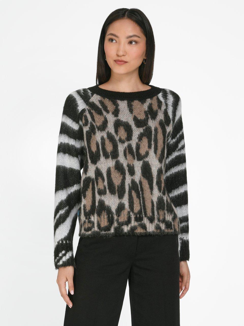 Marc Cain - Le pull à encolure arrondie au motif zébré-léopard