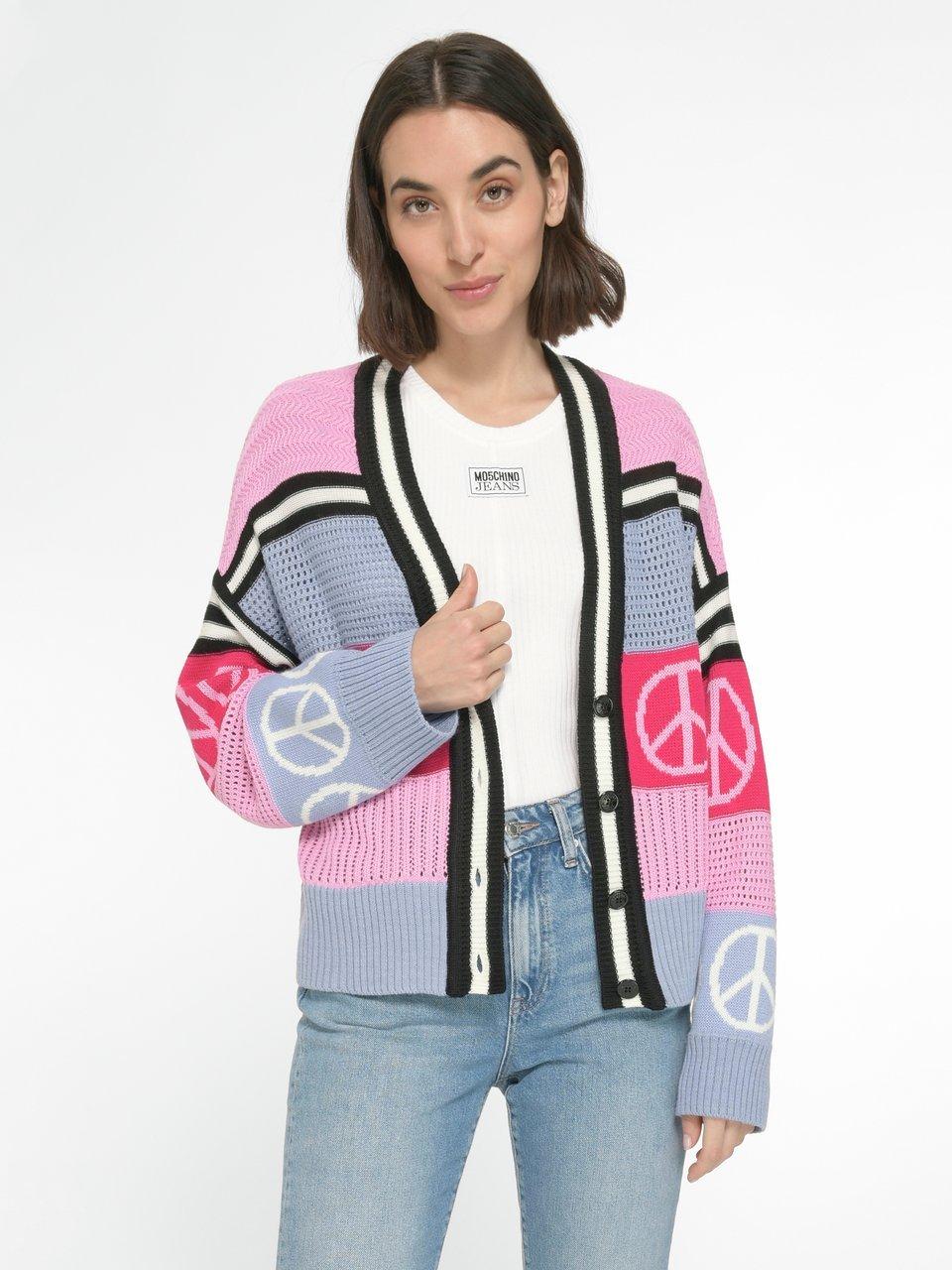 Moschino Jeans La veste en tricot rose bleu ciel multicolore