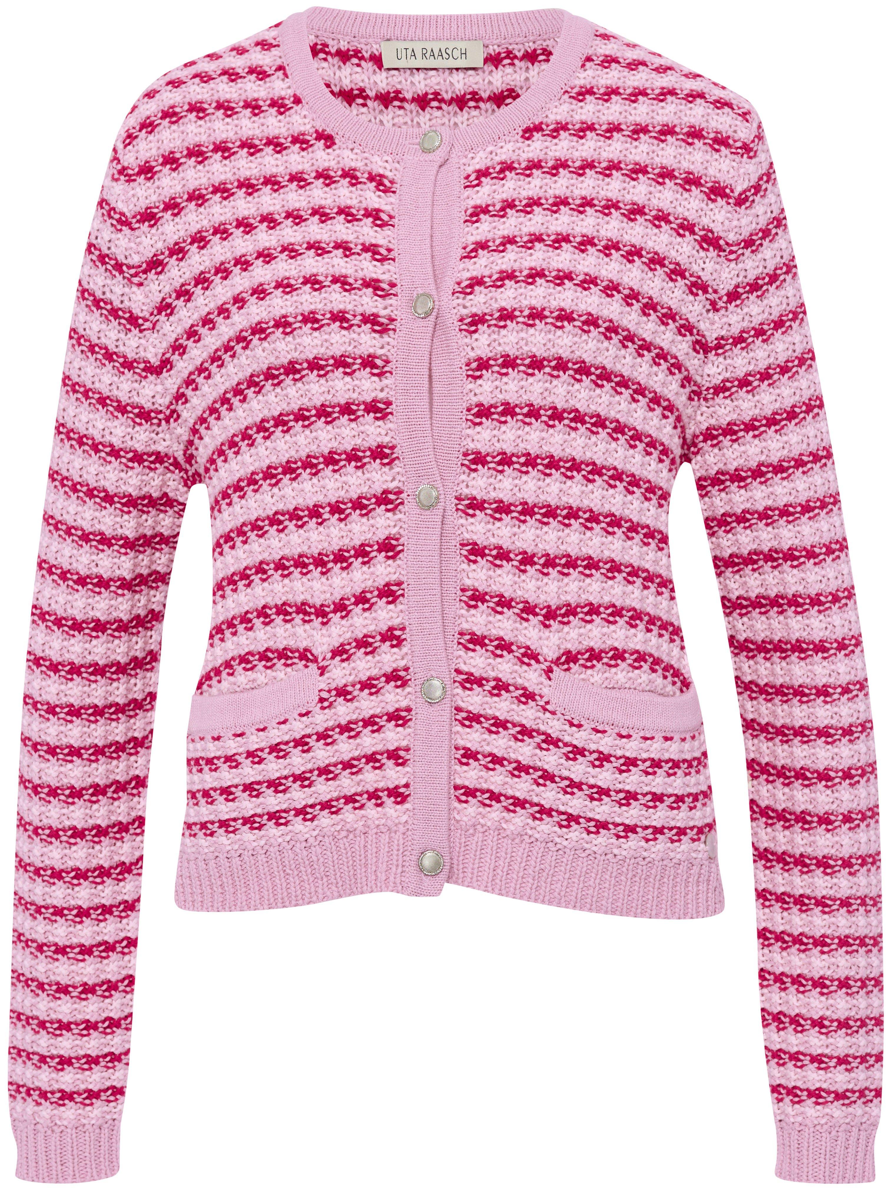 Strickjacke Rundhals-Ausschnitt Uta Raasch pink günstig online kaufen