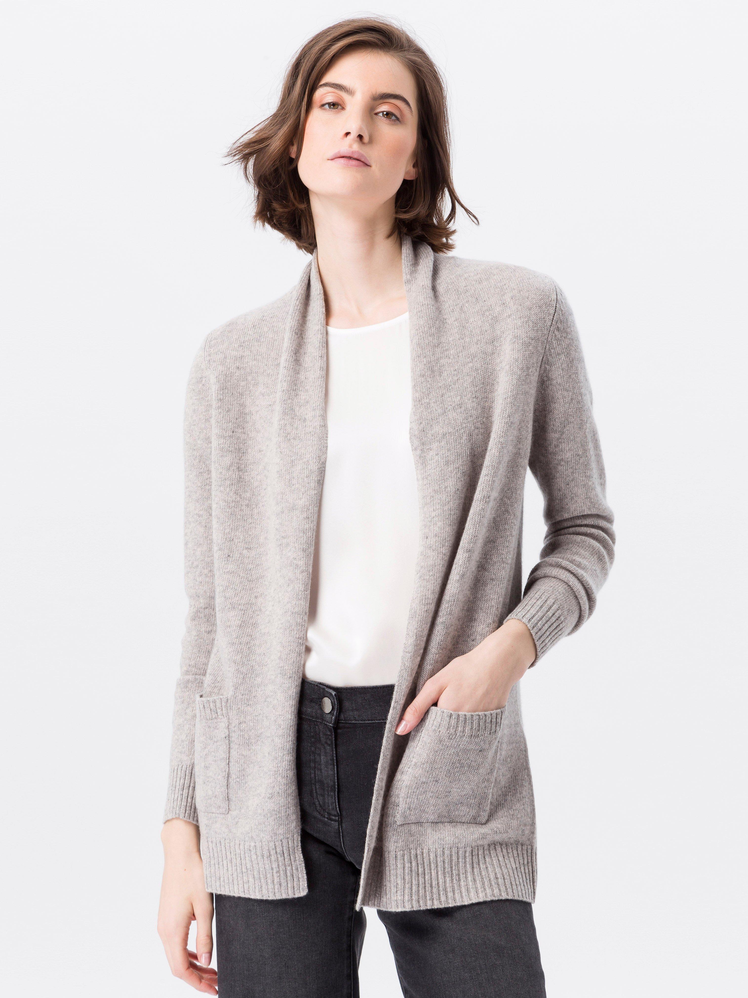 Peter Hahn - Cardigan in 100% new milled wool - light grey-mélange
