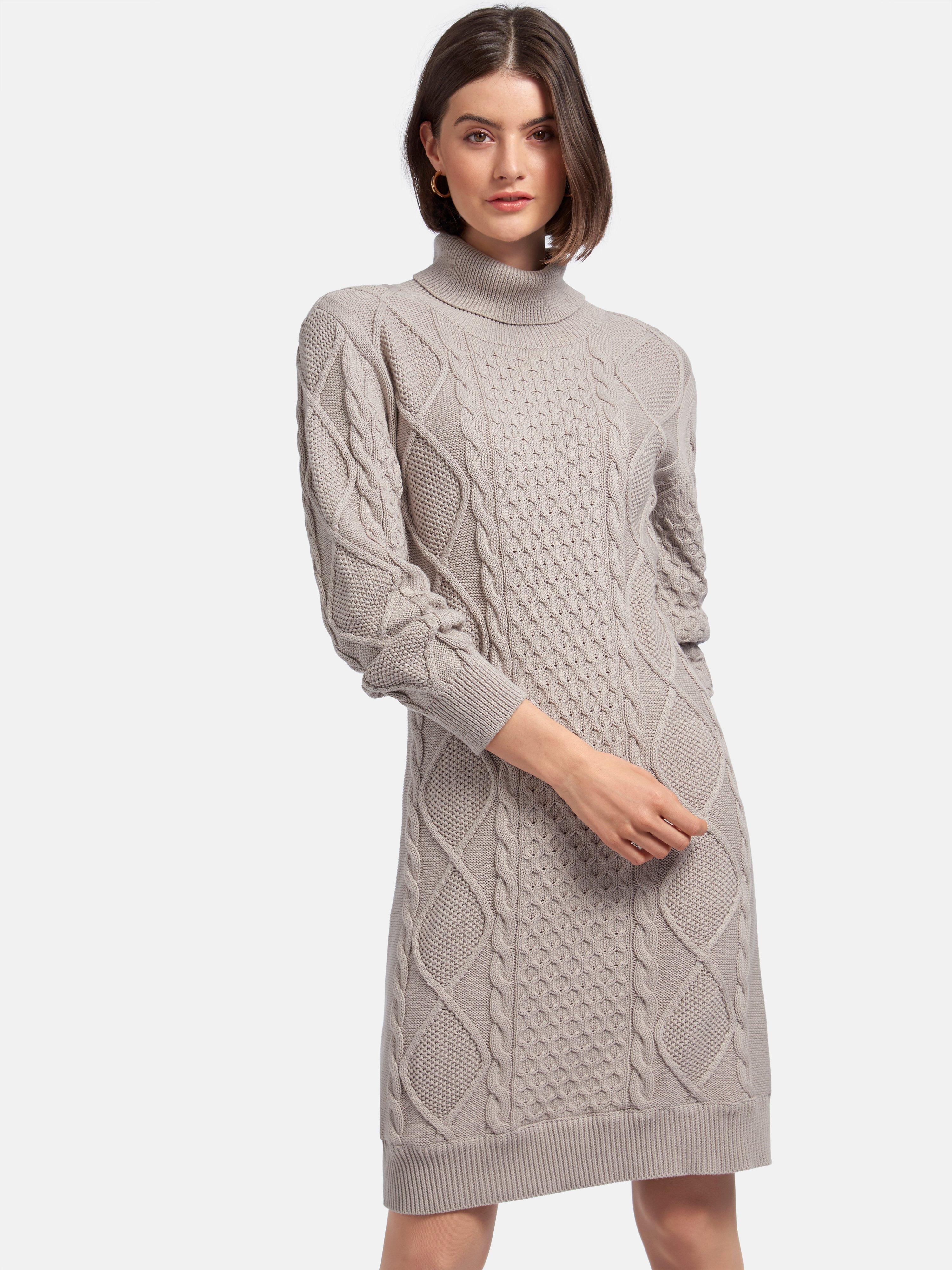 campagne Pilfer Gentleman vriendelijk Looxent - Gebreide jurk van 100% katoen met lange mouwen - lichtgrijs