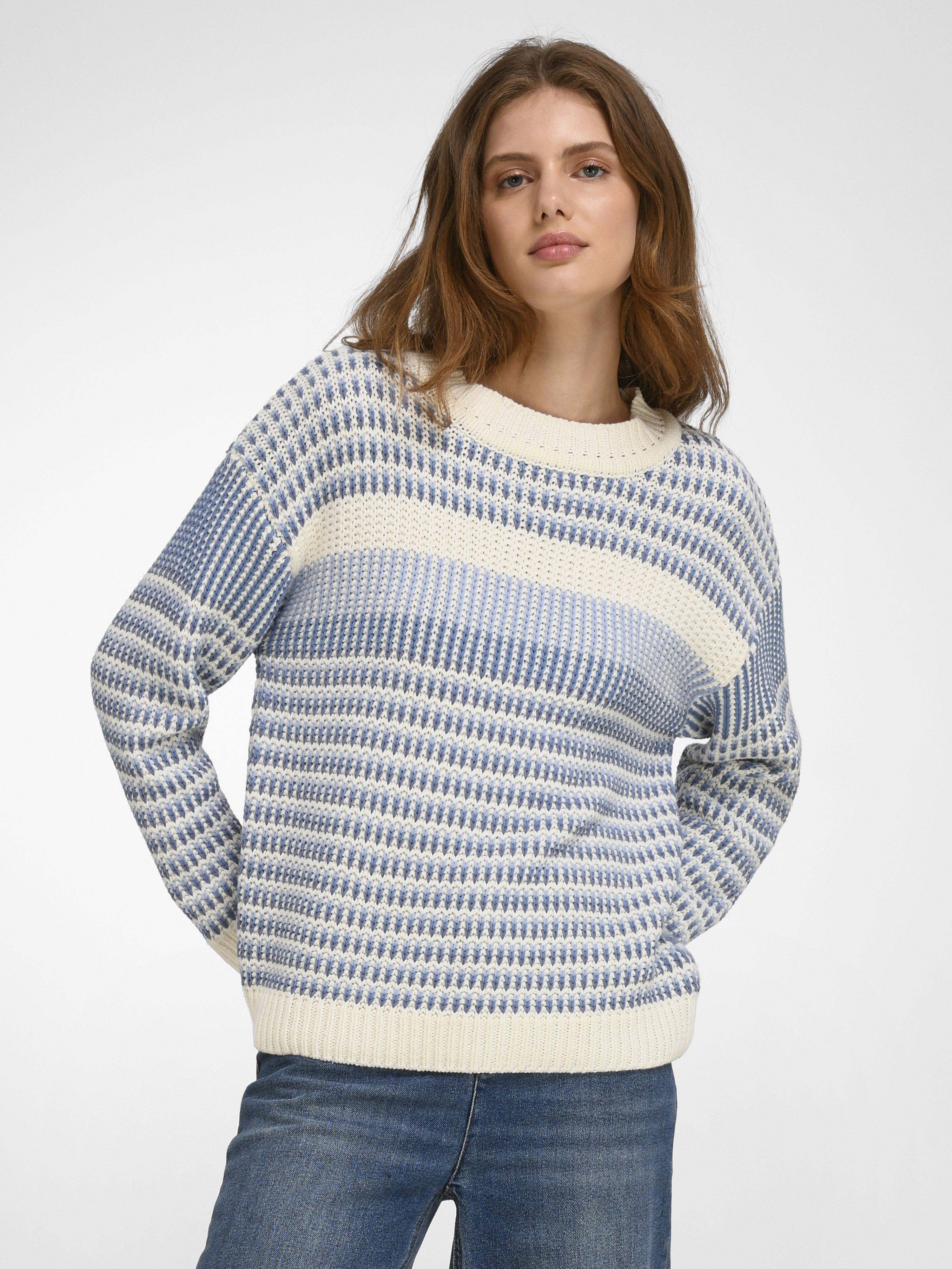 Damen Pullover Baumwolle - Basic Langarmshirt Rundhals