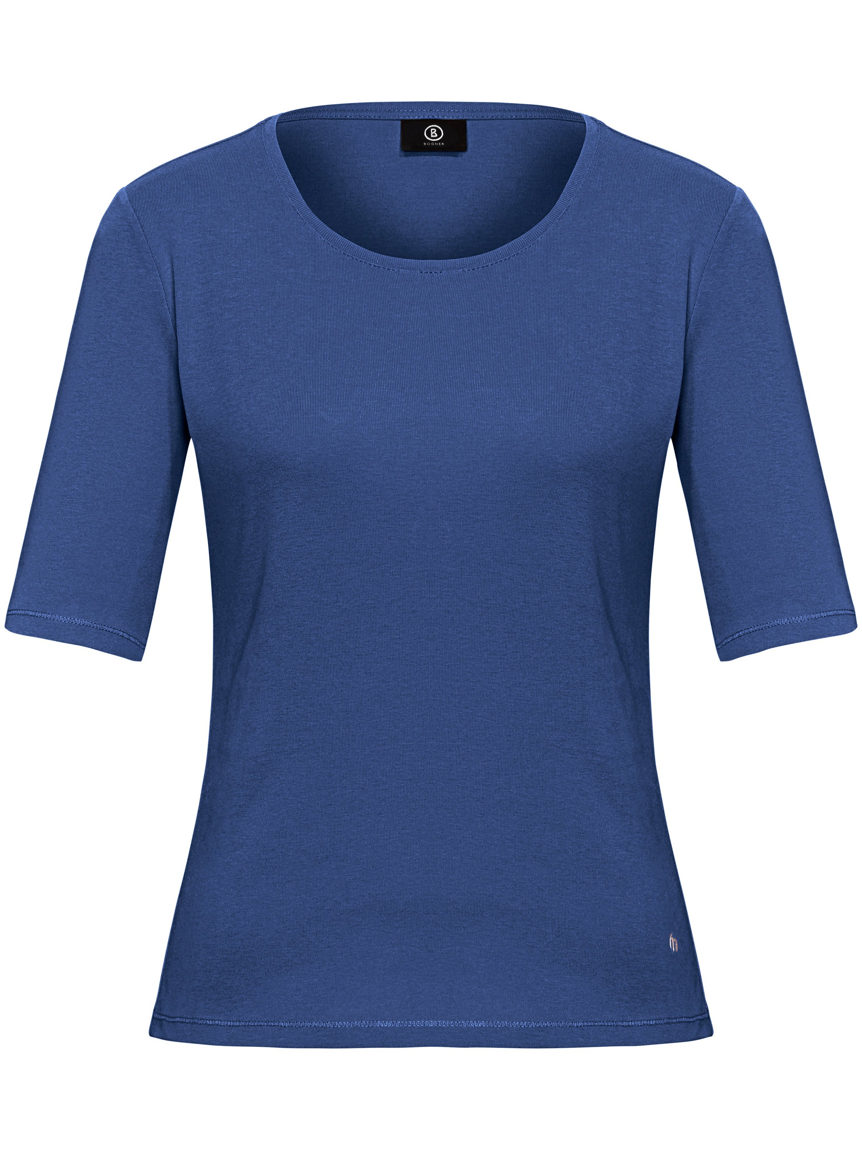 Shirt model Velvet van 100% katoen met ronde hals Van Bogner blauw