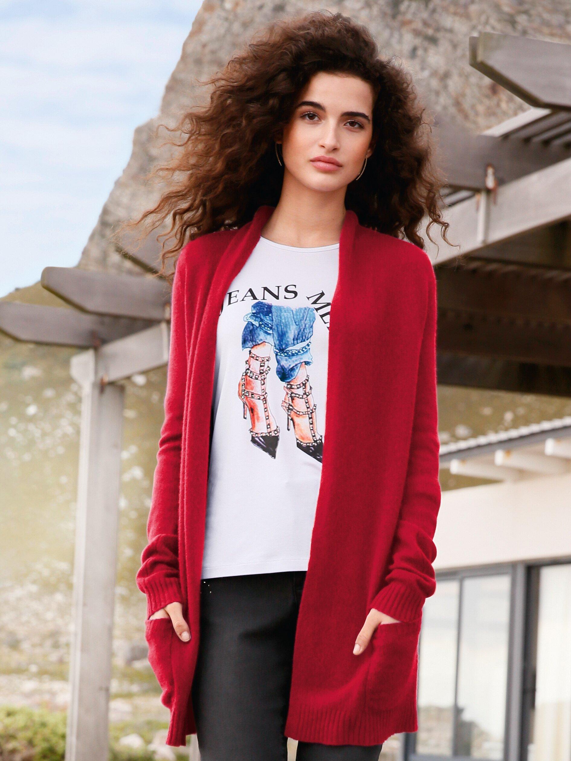 include - Cardigan in pure cashmere - cherry