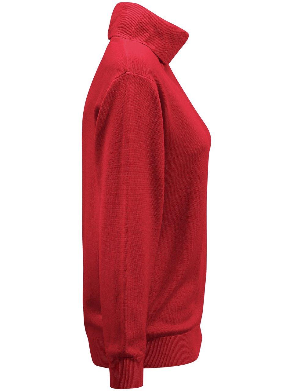 Strikbluse rullekrave i 100% ren ny uld Fra Peter Hahn rød