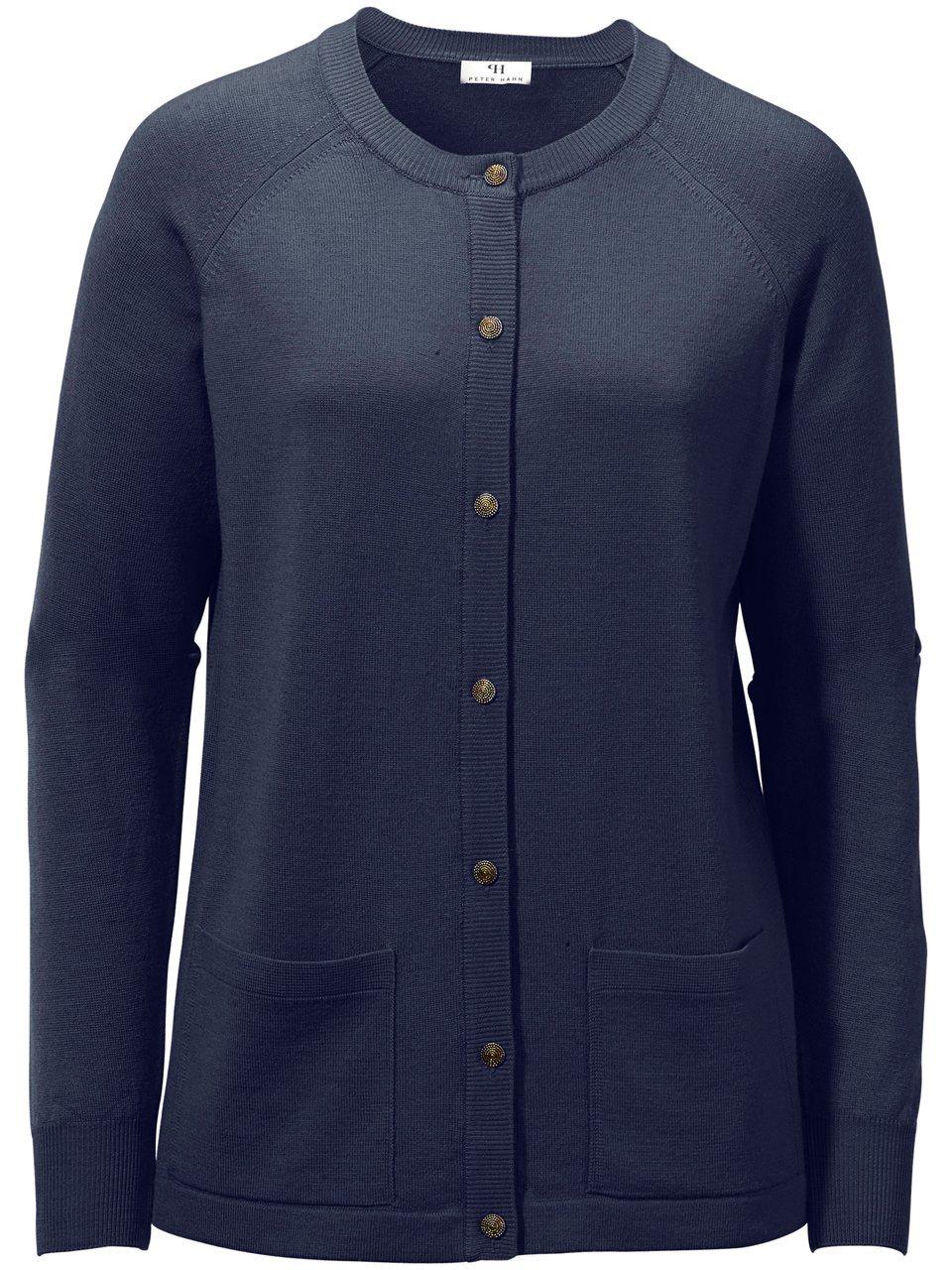 Strickjacke aus 100%Schurwolle Pure Tasmanian Wool Peter Hahn blau günstig online kaufen