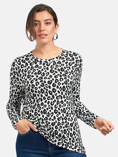 Emilia Lay - Top with long sleeves and leopard skin print - white ...