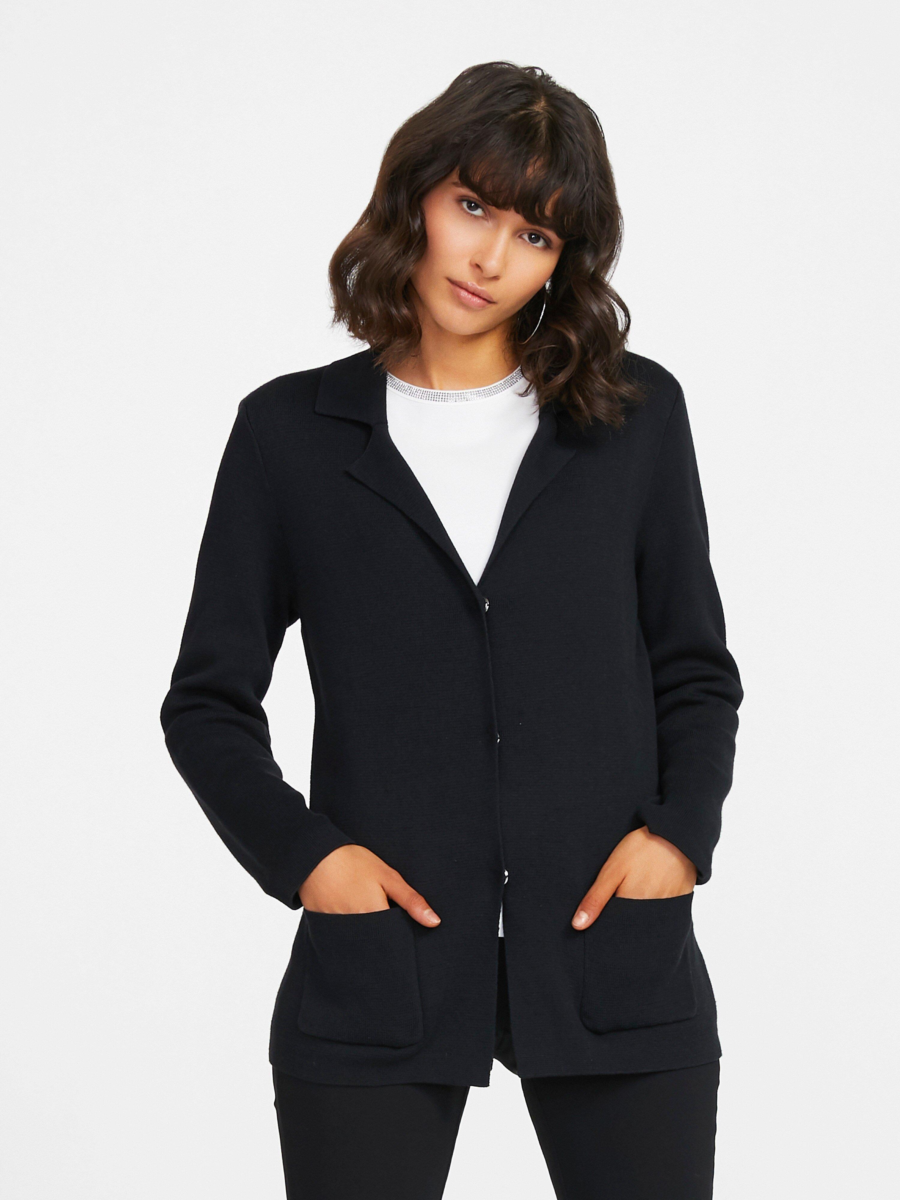 Peter Hahn - Strickjacke mit Revers­kragen
