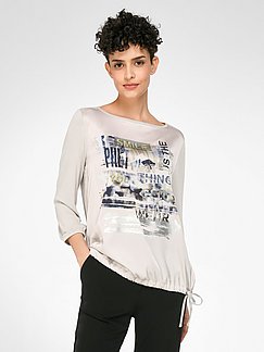 Mode Hauts T-shirts en mailles tricotées Betty Barclay T-shirts en mailles tricot\u00e9es bleu-blanc imprim\u00e9 allover 