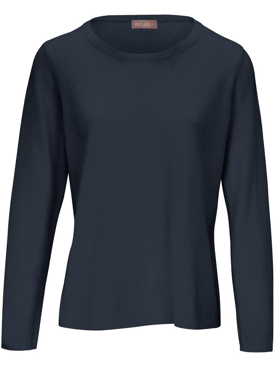 Thumbnail - include - Rundhals-Pullover aus Schurwolle und Kaschmir, blau, Gr. 42 / M - Schurwolle