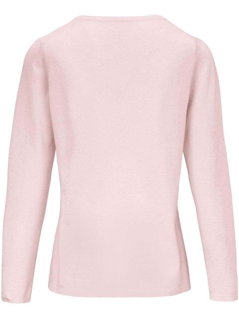 Thumbnail - Rundhals-Pullover aus Schurwolle und Kaschmir include rosé