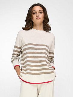 Uzwei Kasjmier trui bruin geborduurde letters casual uitstraling Mode Sweaters Kasjmier truien 