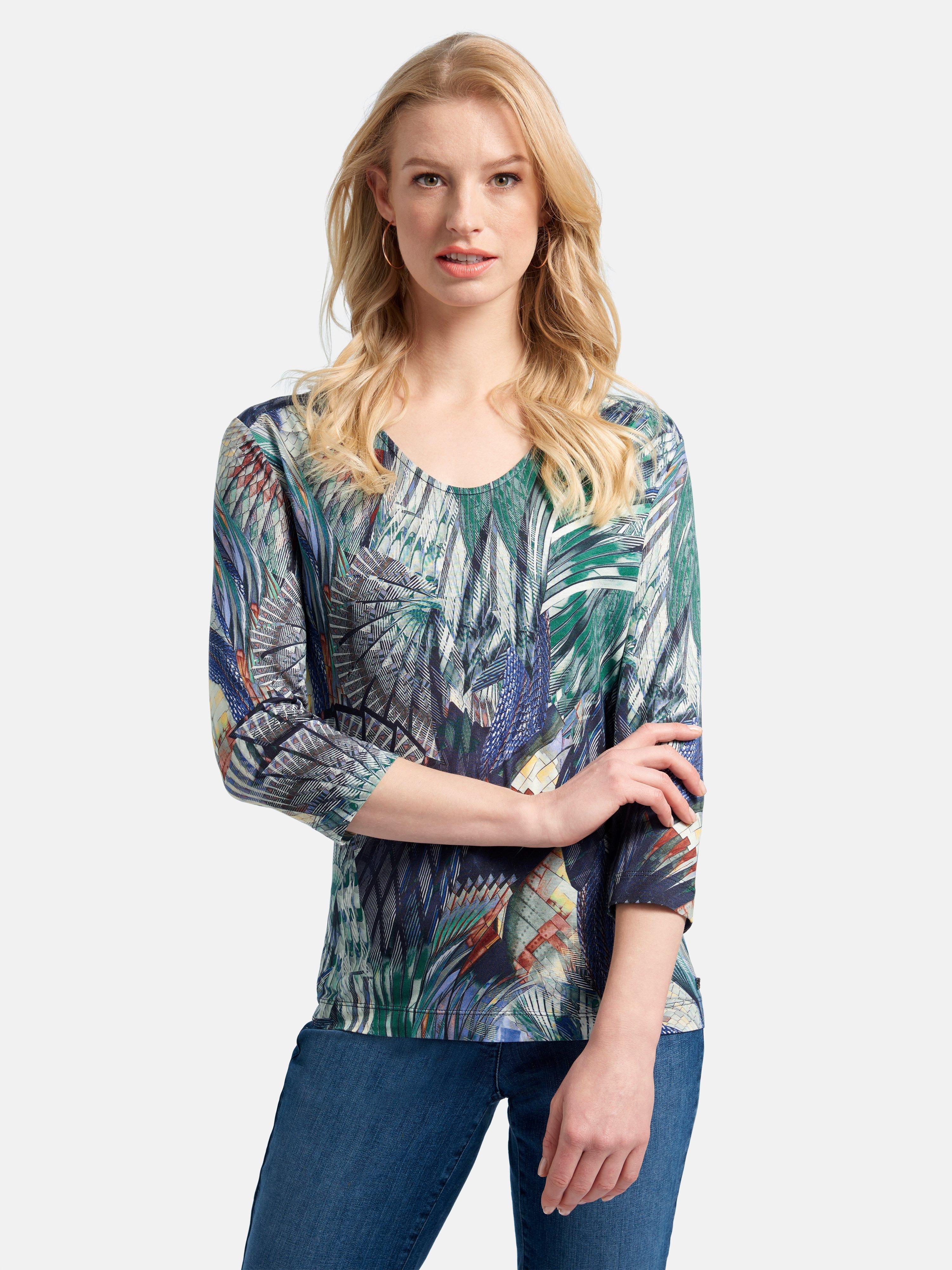 Basler - Shirt met licht ronde V-hals en 3/4-mouwen