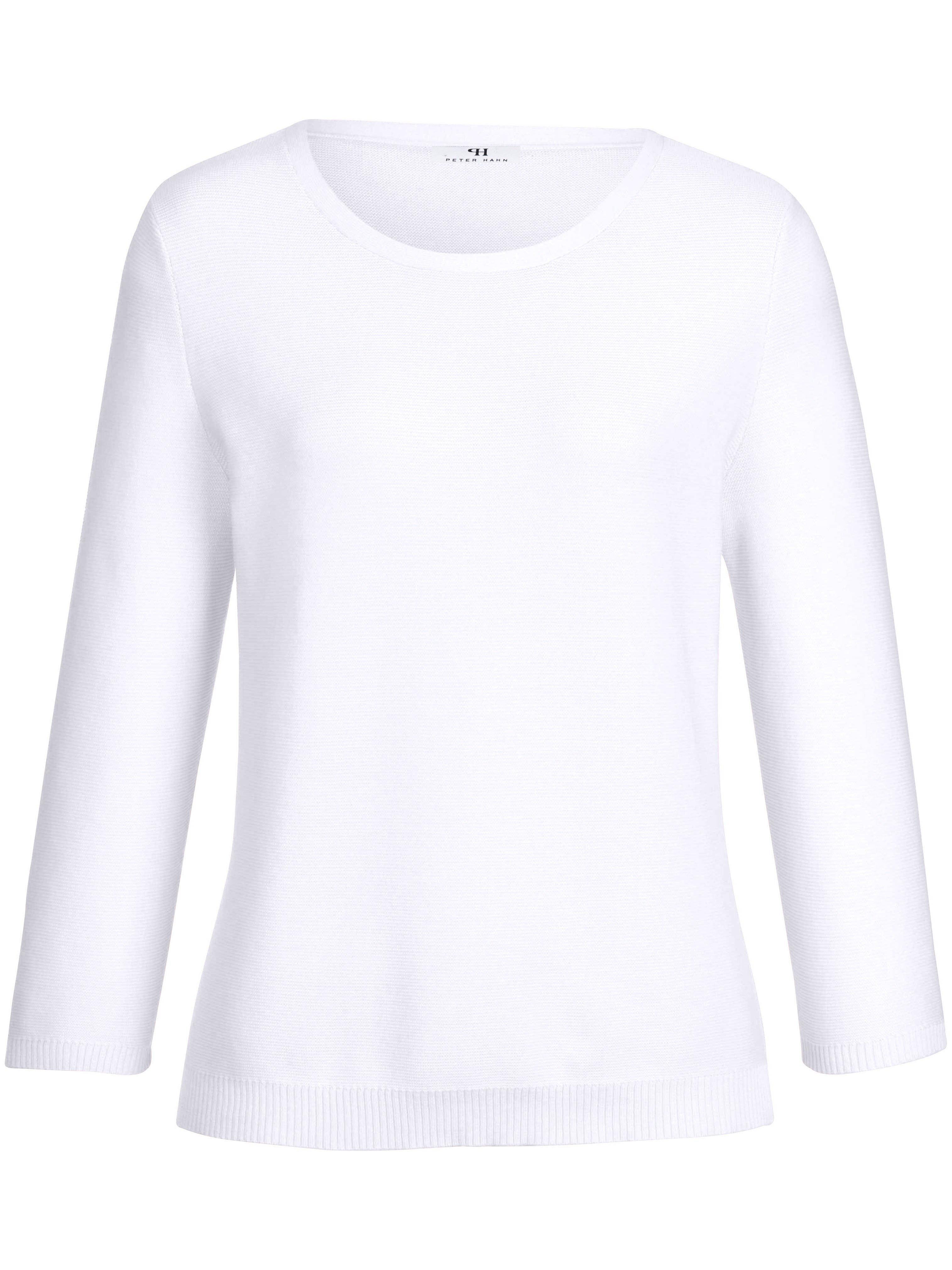Rundhals-Pullover 3/4-Arm aus 100% SUPIMA®-Bau Peter Hahn weiss günstig online kaufen