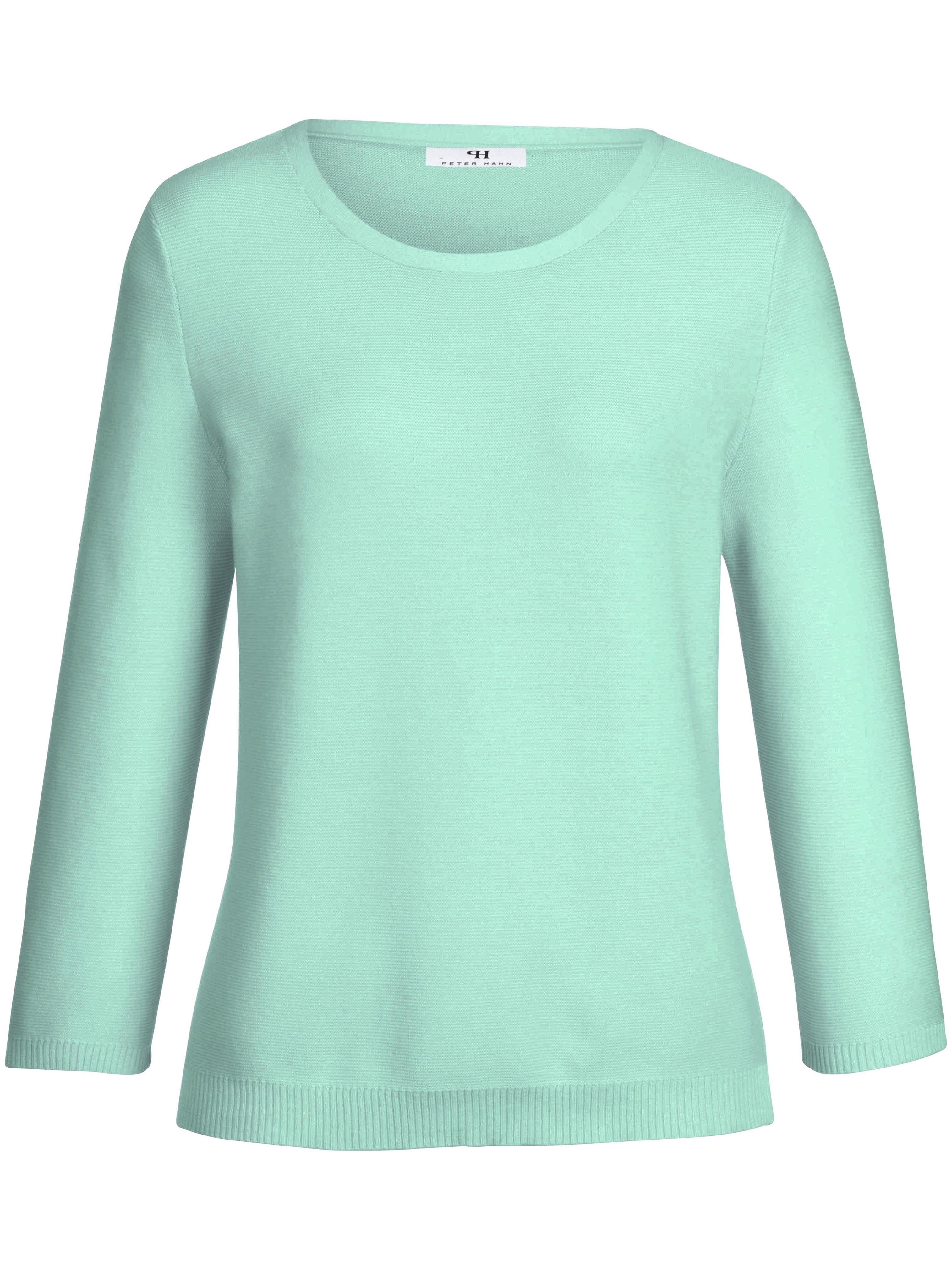 Rundhals-Pullover 3/4-Arm aus 100% SUPIMA®-Bau Peter Hahn türkis günstig online kaufen