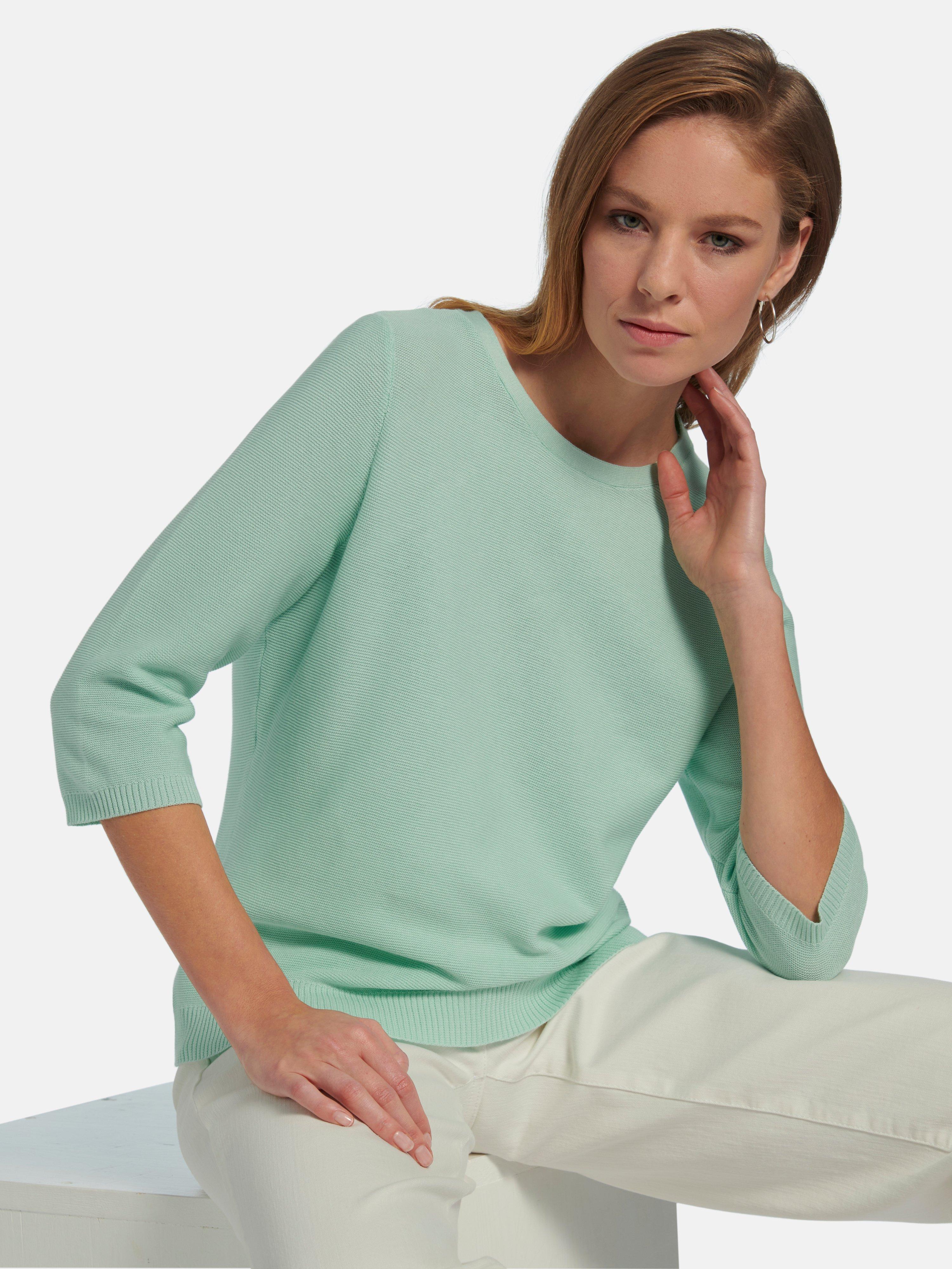 Peter Hahn - Rundhals-Pullover mit 3/4-Arm aus 100% SUPIMA®-Bau