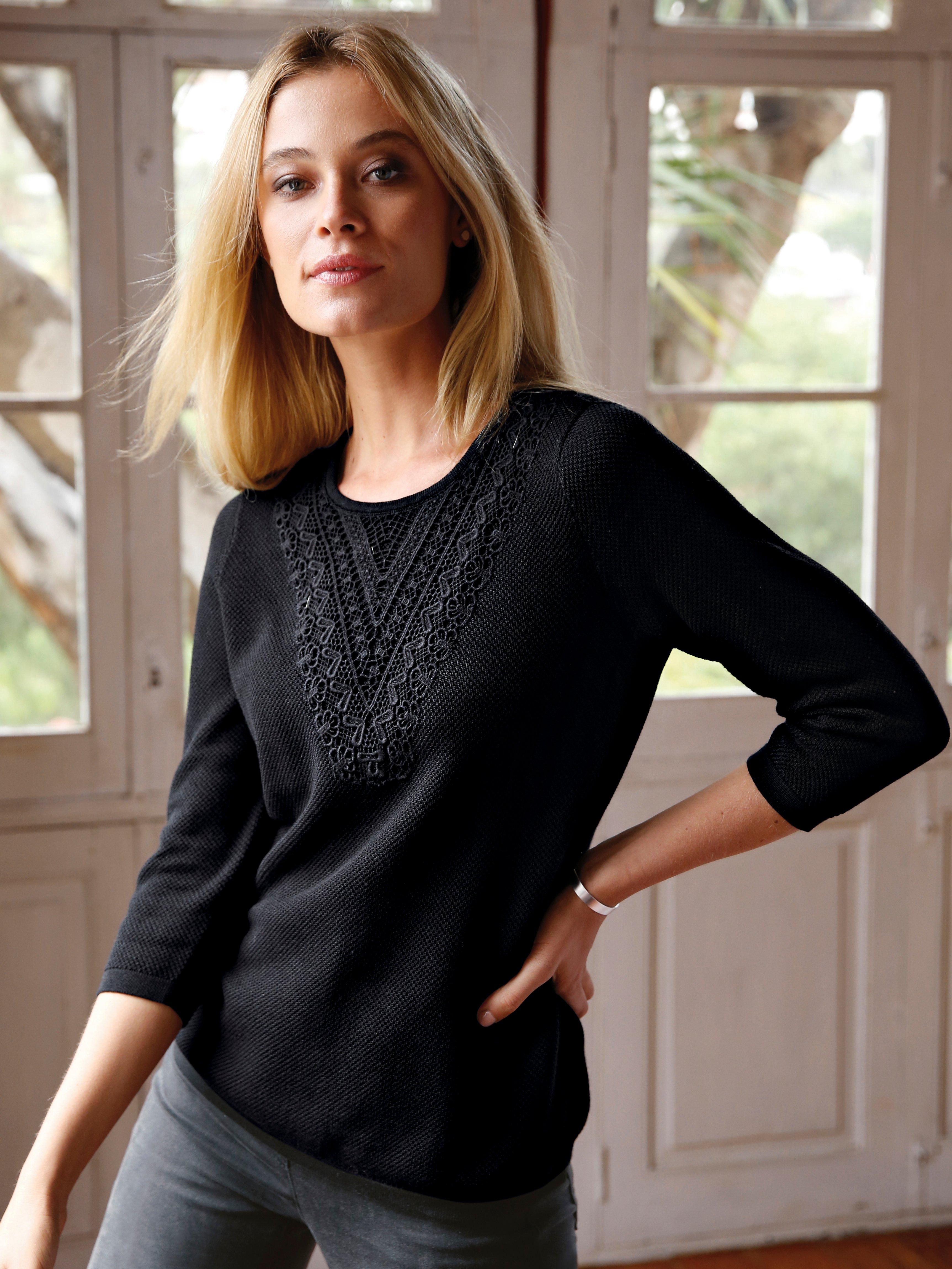 Peter Hahn - Rundhals-Pullover mit 3/4-Arm