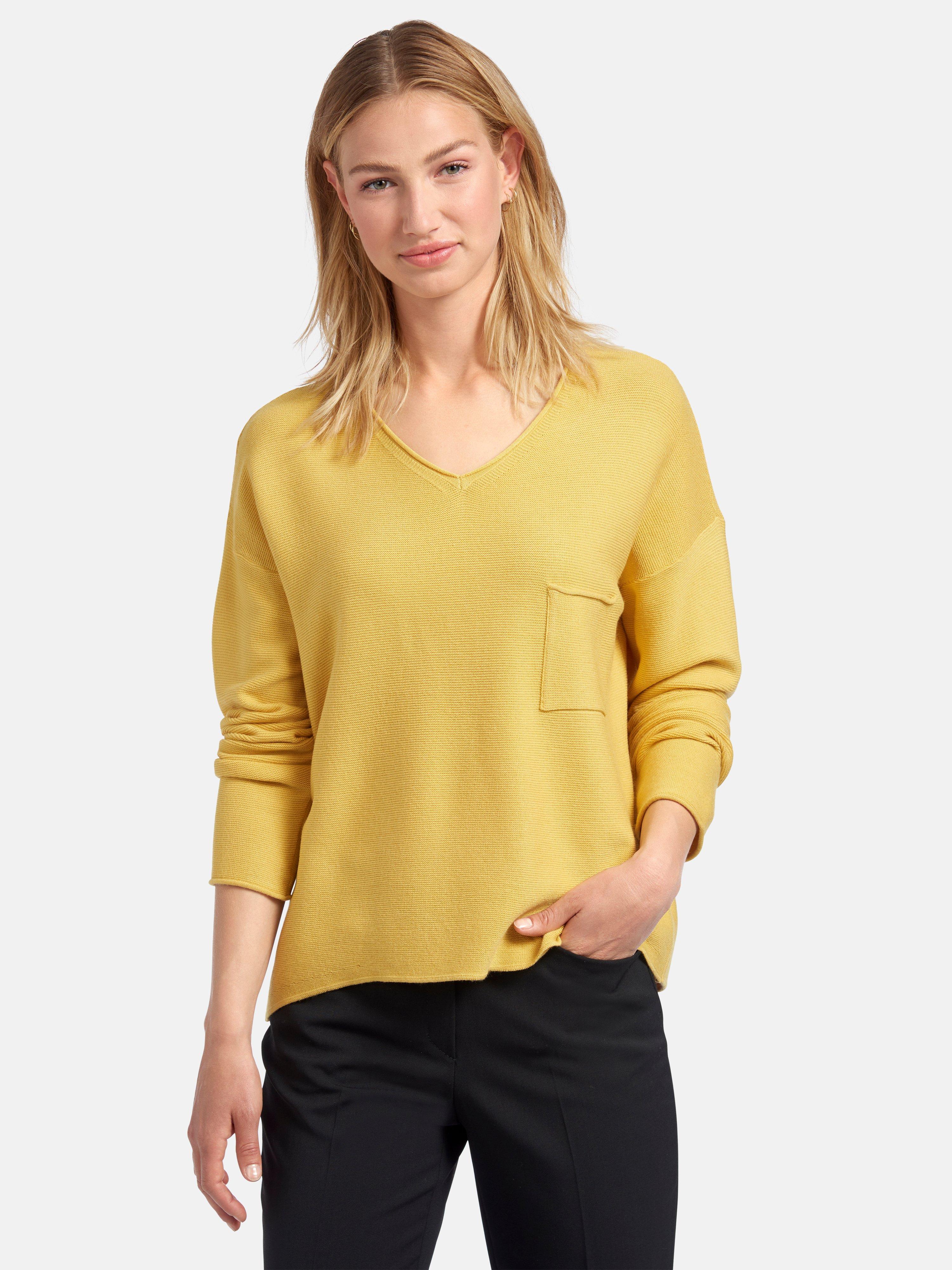 yellow v neck jumper womens