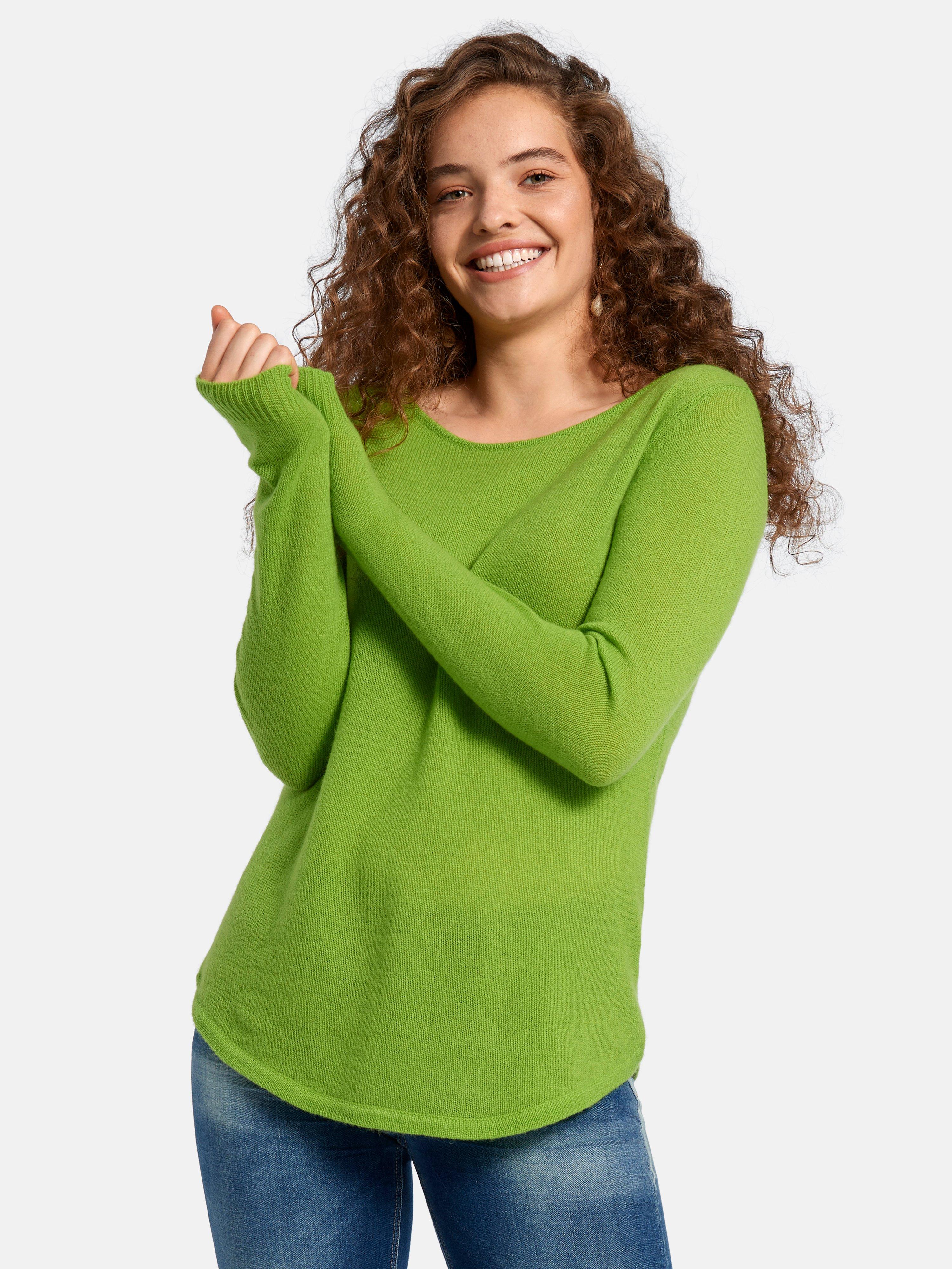 FLUFFY EARS - Rundhals-Pullover aus 100% Premium-Kaschmir