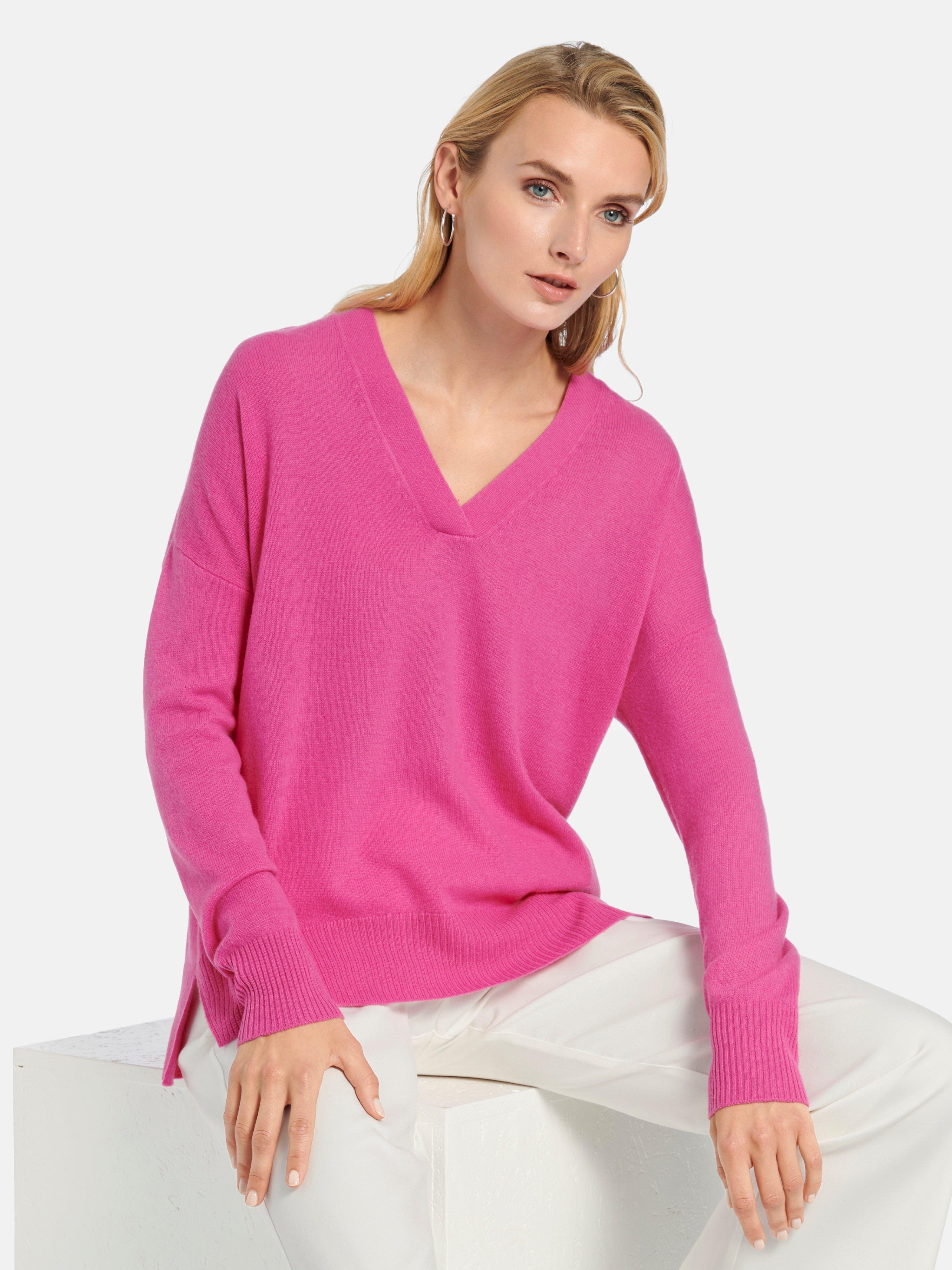 bright pink cashmere jumper