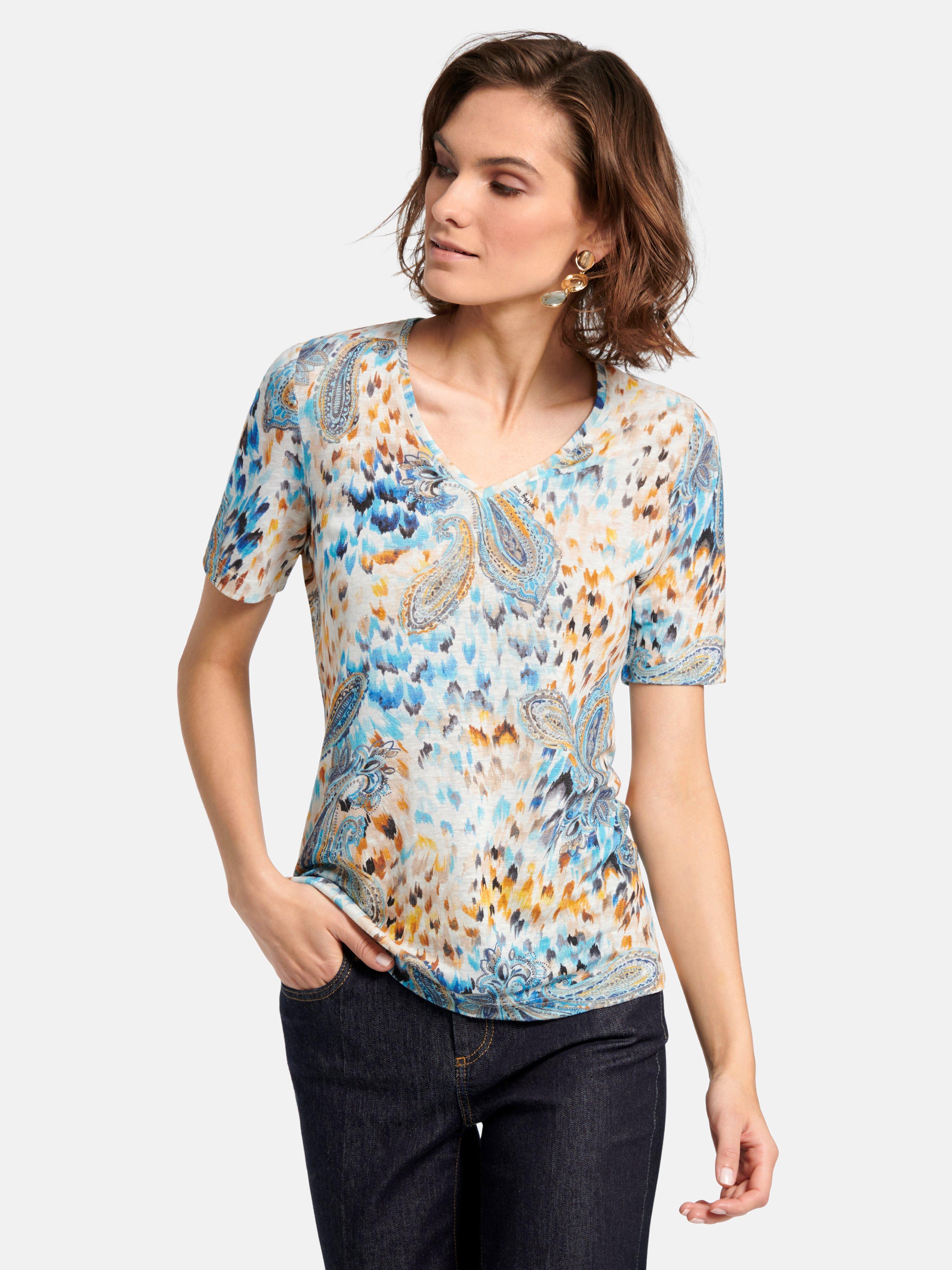 Laura Biagiotti Roma - Shirt van 100% linnen met diepe V-hals