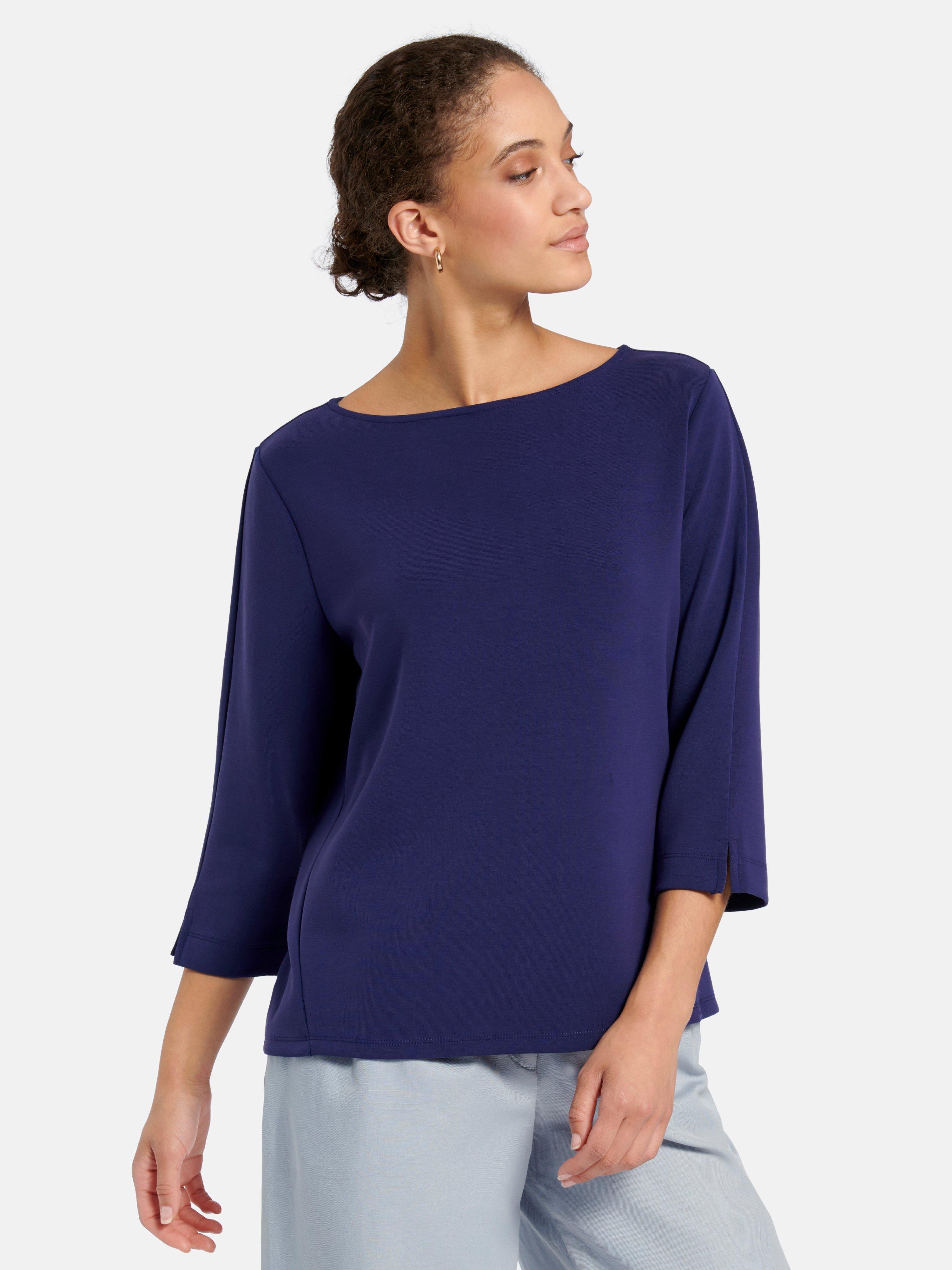 Peter Hahn - Sweatshirt with 3/4-length sleeves and boat neck - navy