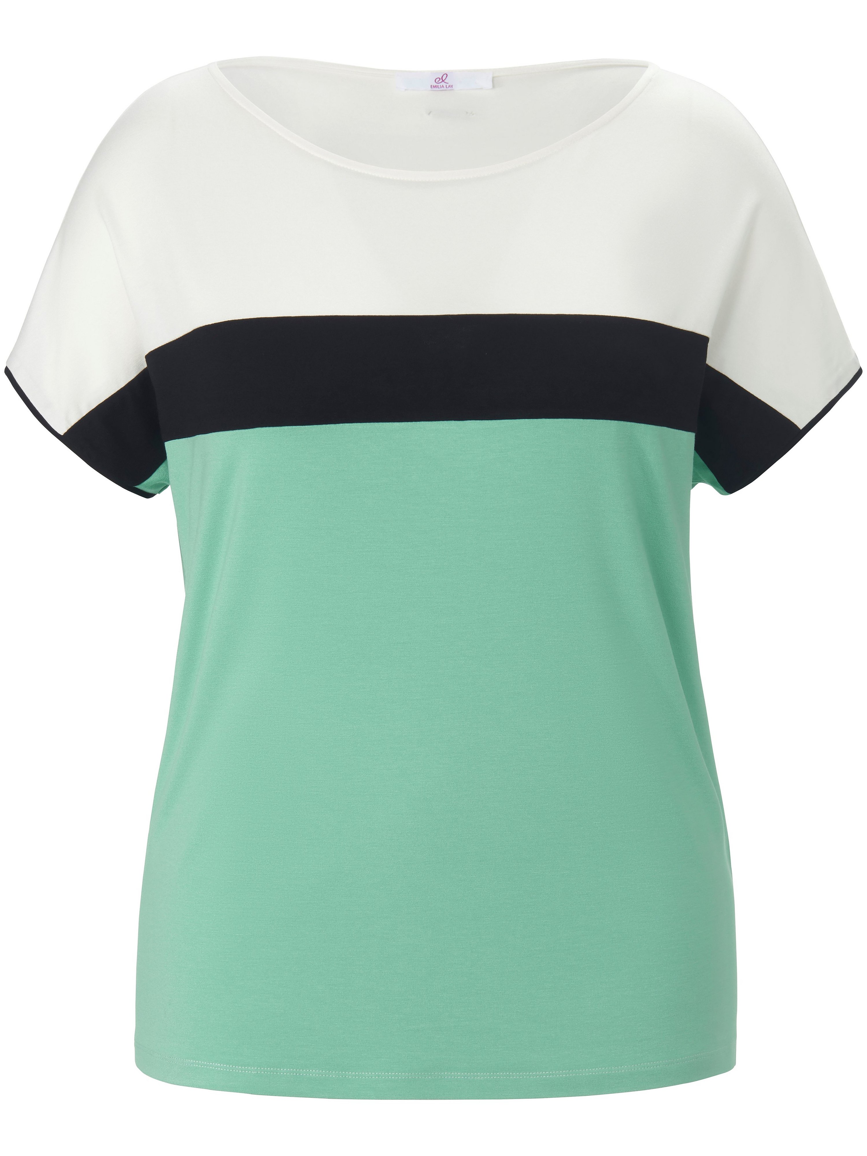Shirt ronde hals en colourblocking Van Emilia Lay groen