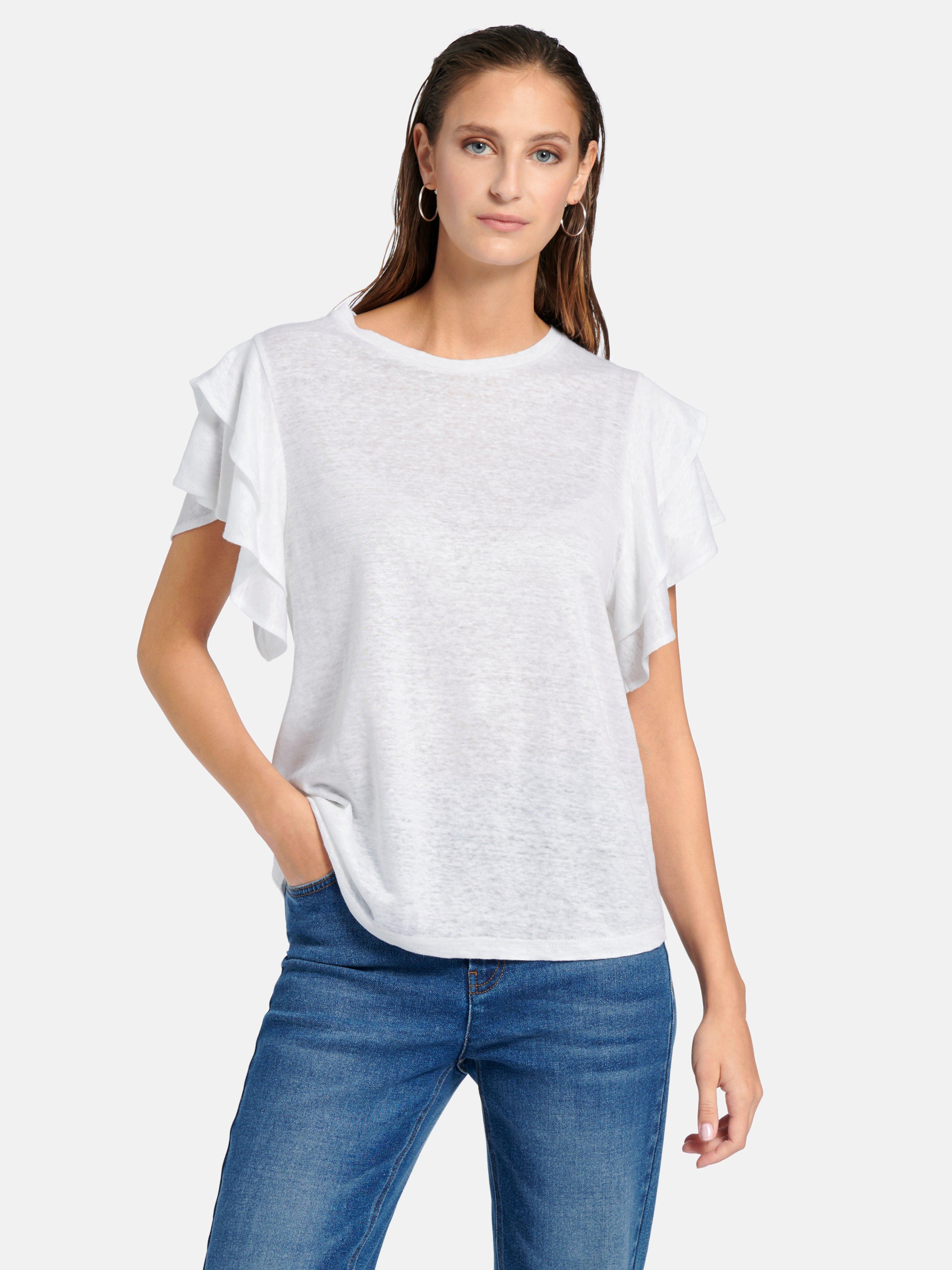 portray berlin - Shirt van 100% linnen met ronde hals